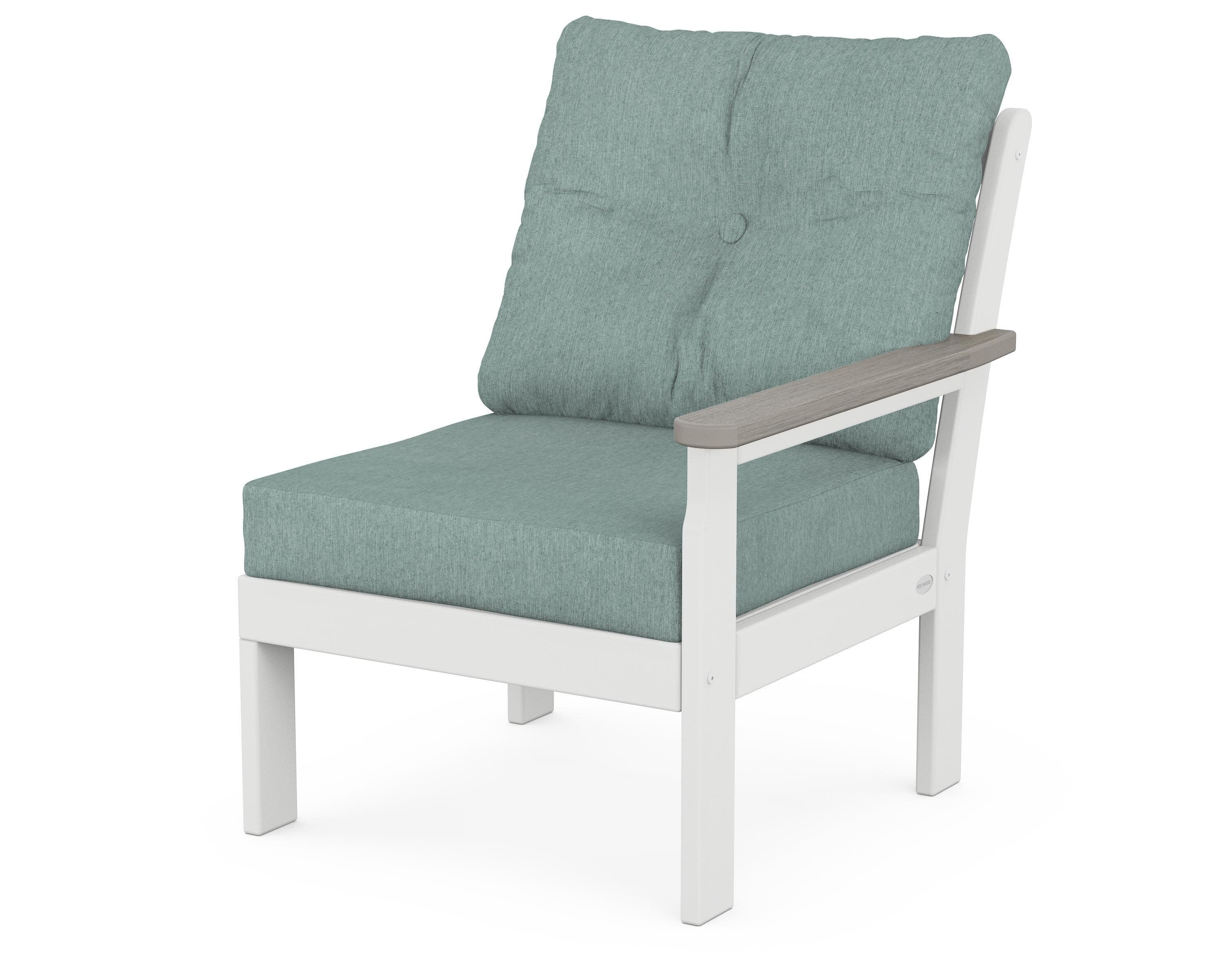 Vineyard Modular Right Arm Chair in White / Driftwood / Glacier Spa