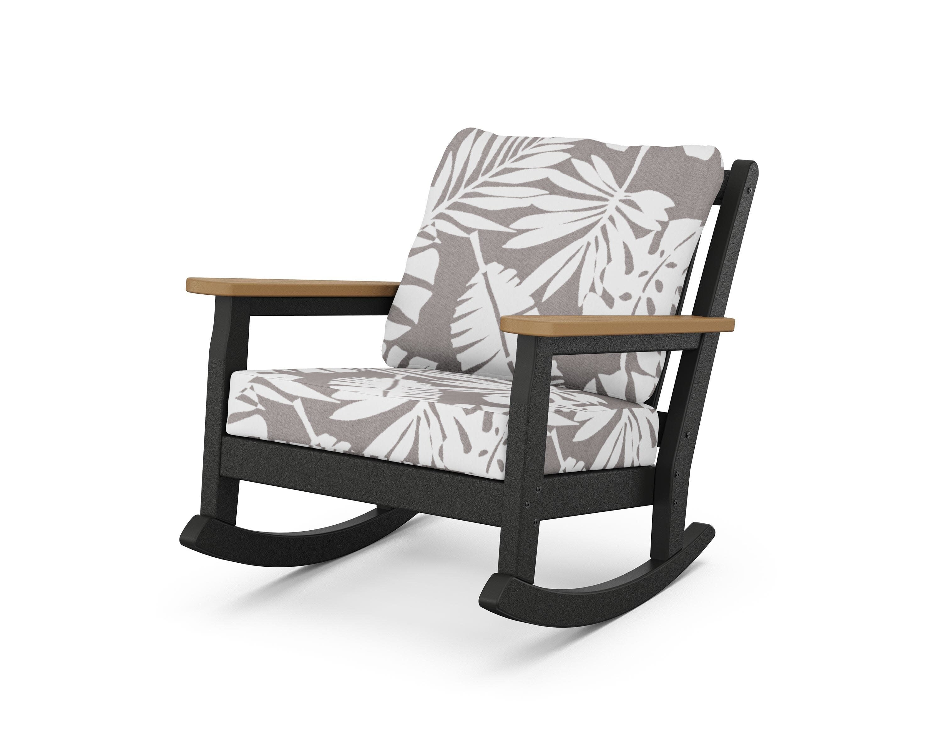 Chippendale Deep Seating Rocking Chair in Black / Natural / Leaf Grey Mist