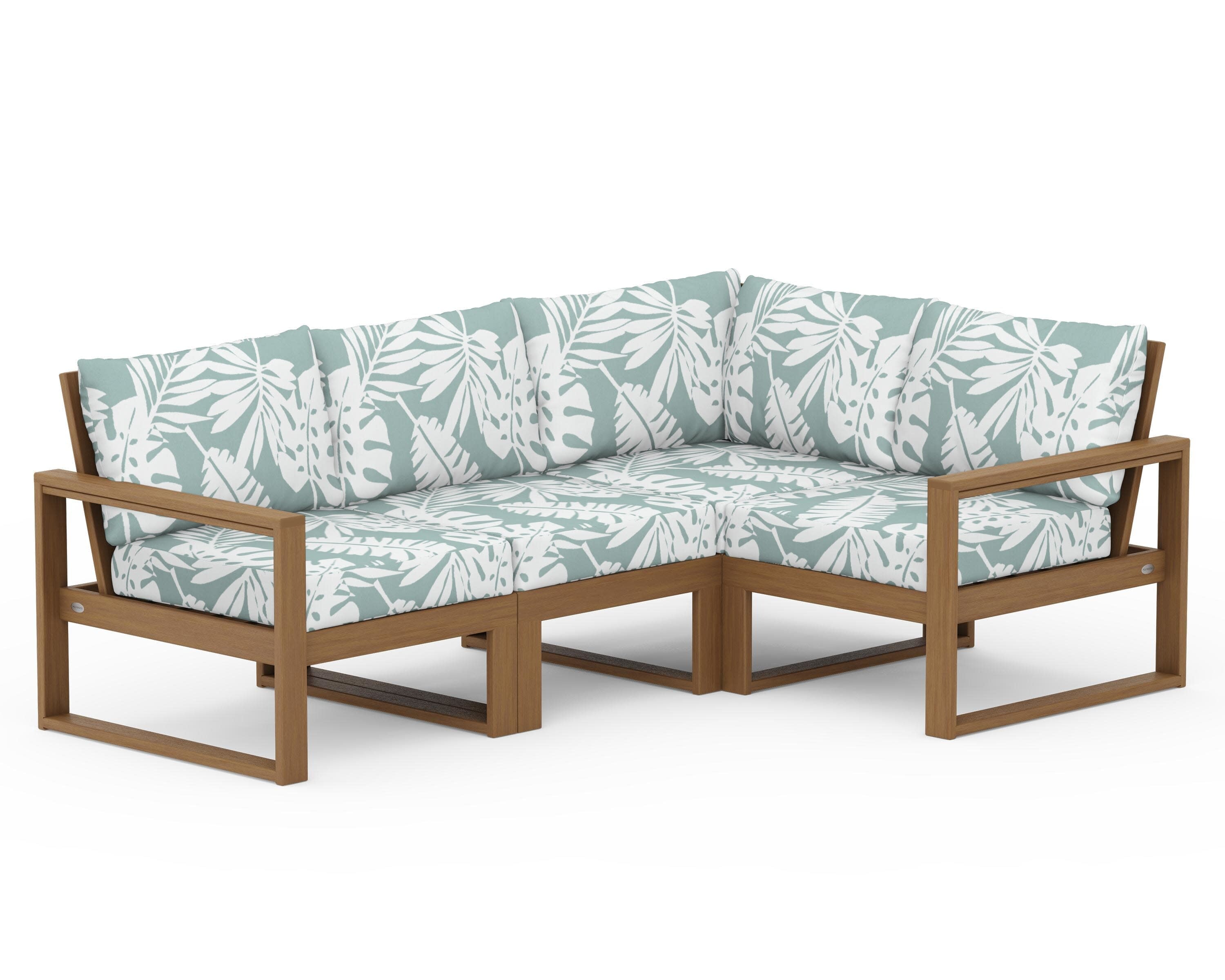 EDGE 4-Piece Modular Deep Seating Set in Natural / Leaf Glacier Spa