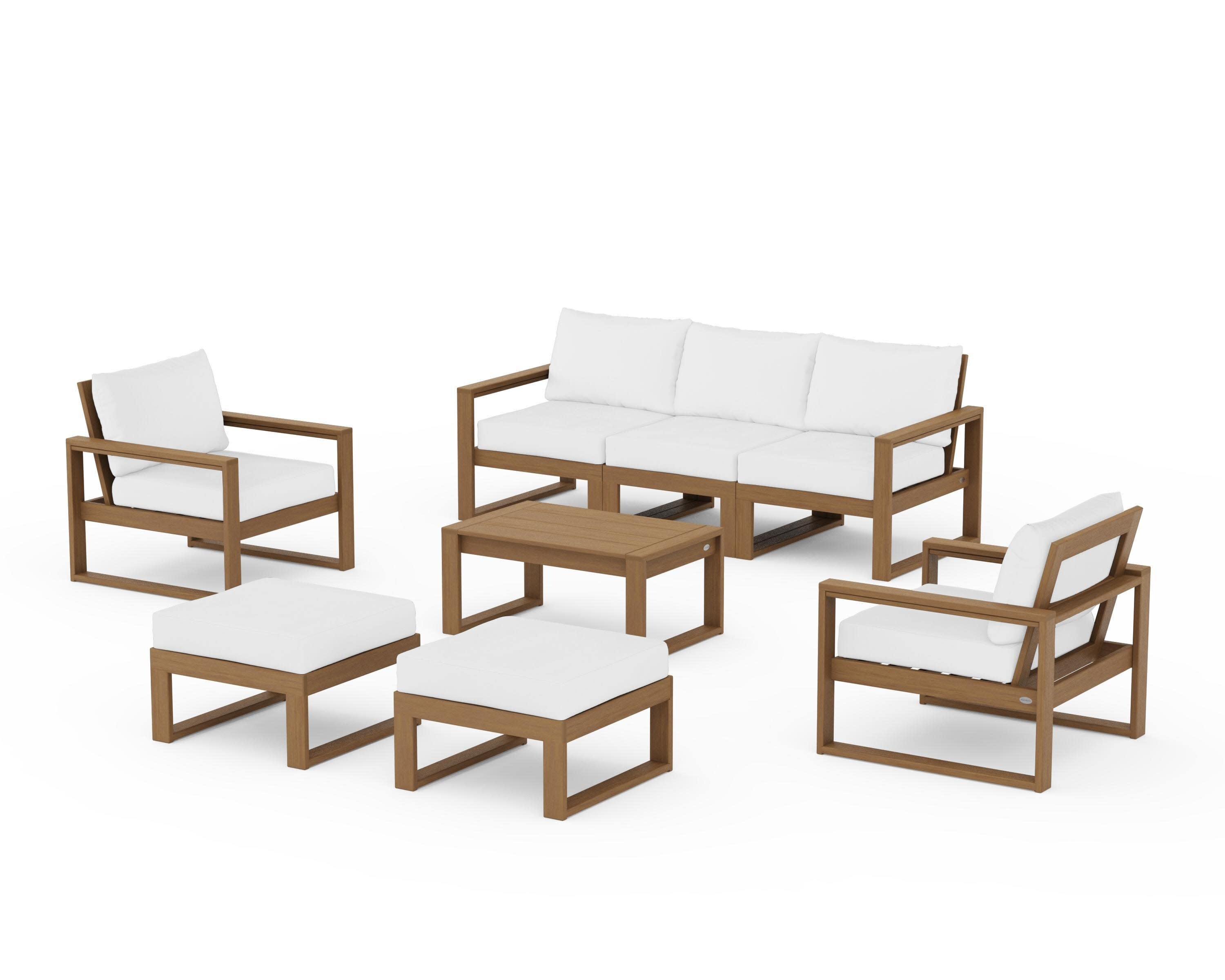EDGE Sectional 8-Piece Lounge Sofa Set in Natural / Natural