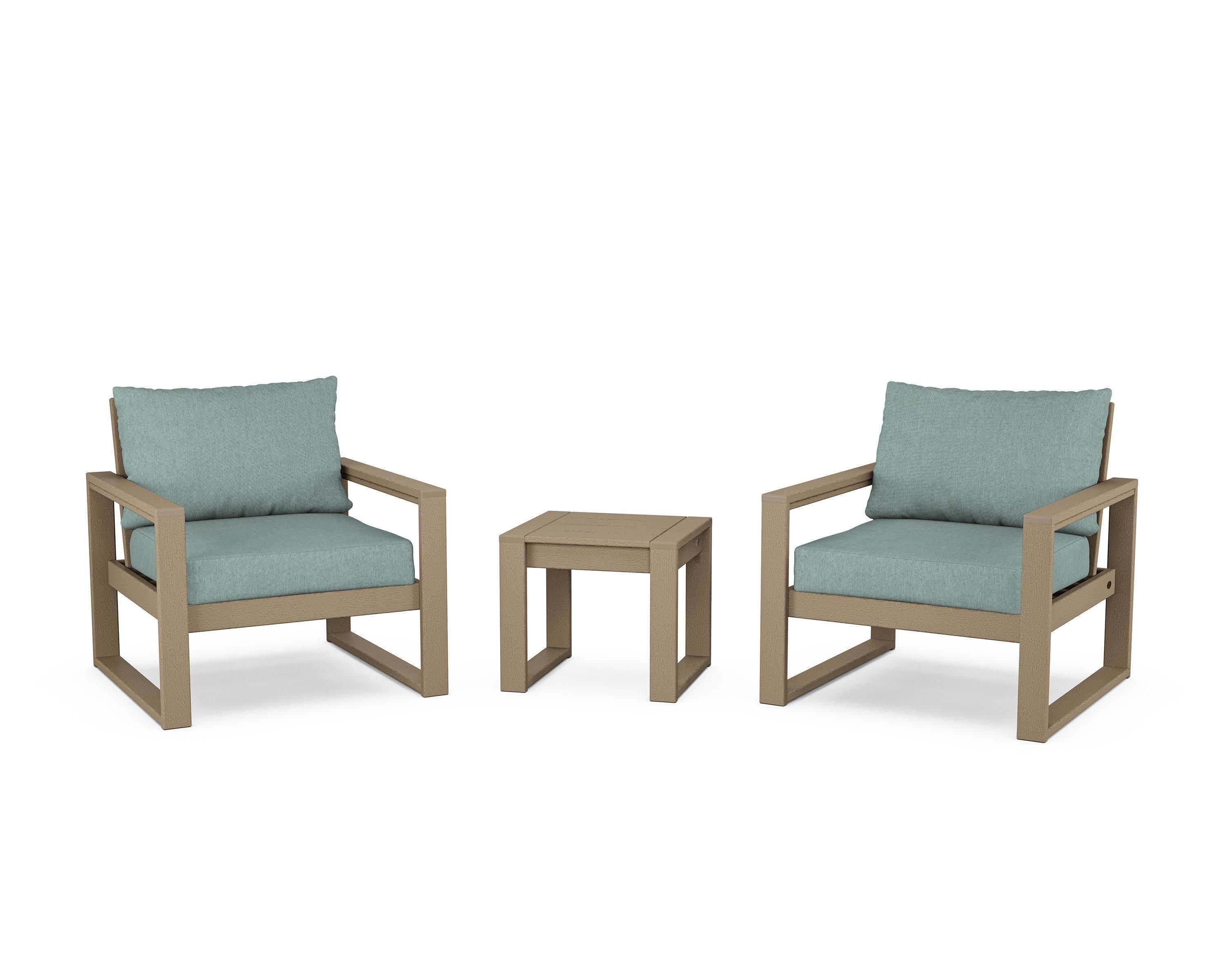 EDGE Sectional 3-Piece Deep Seating Set in Vintage Sahara / Glacier Spa