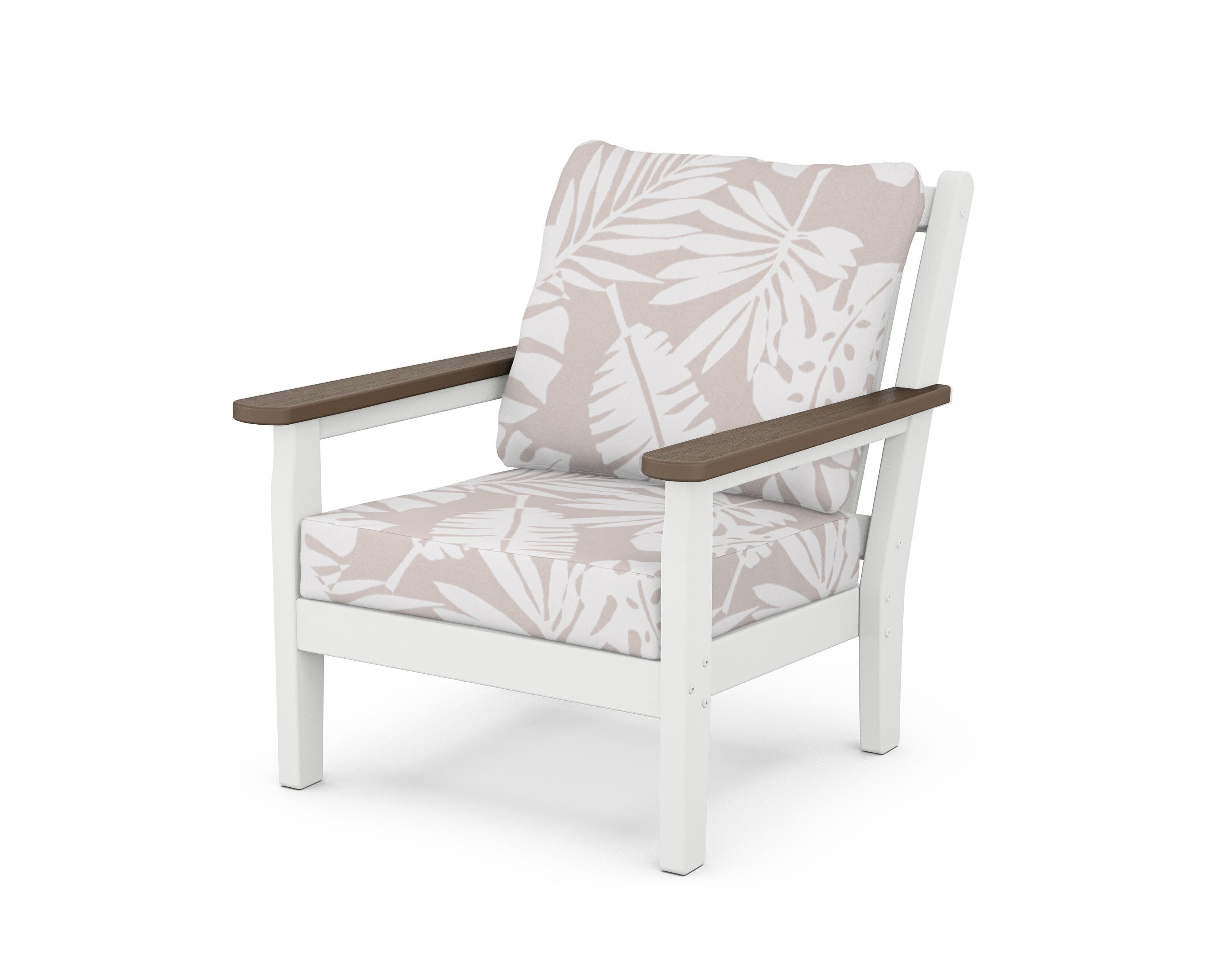 Chippendale Deep Seating Chair in White / Kona / Leaf Dune Burlap