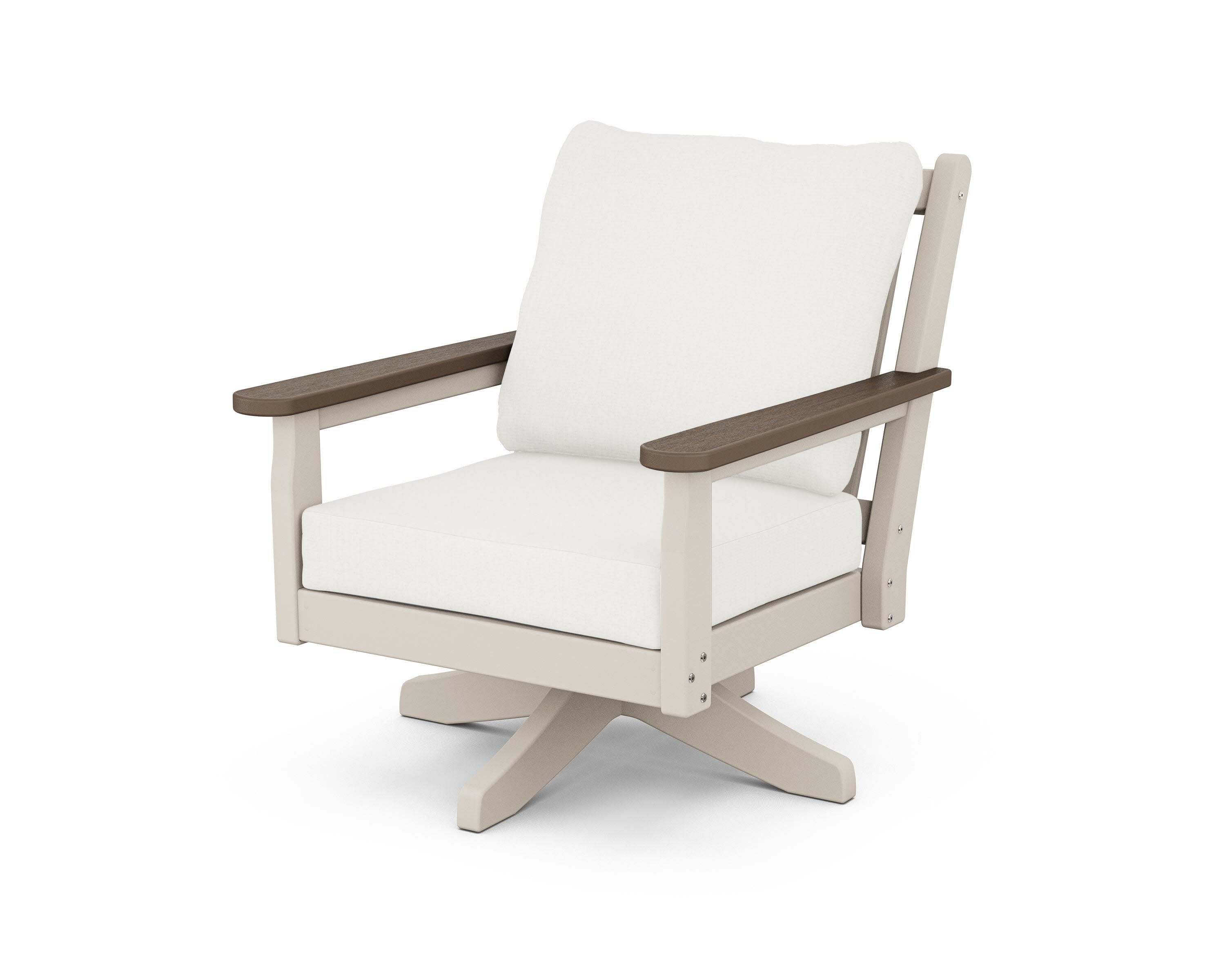 Chippendale Deep Seating Swivel Chair in Sand / Kona / Natural Linen