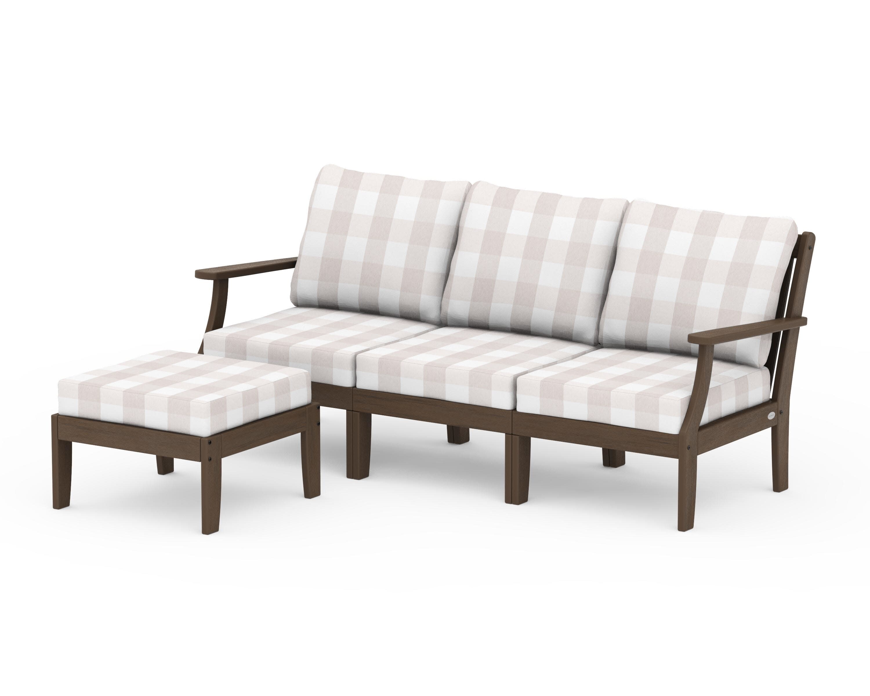 Braxton Modular 4-Piece Deep Seating Set with Ottoman in Kona / Buffalo Plaid Dune Burlap
