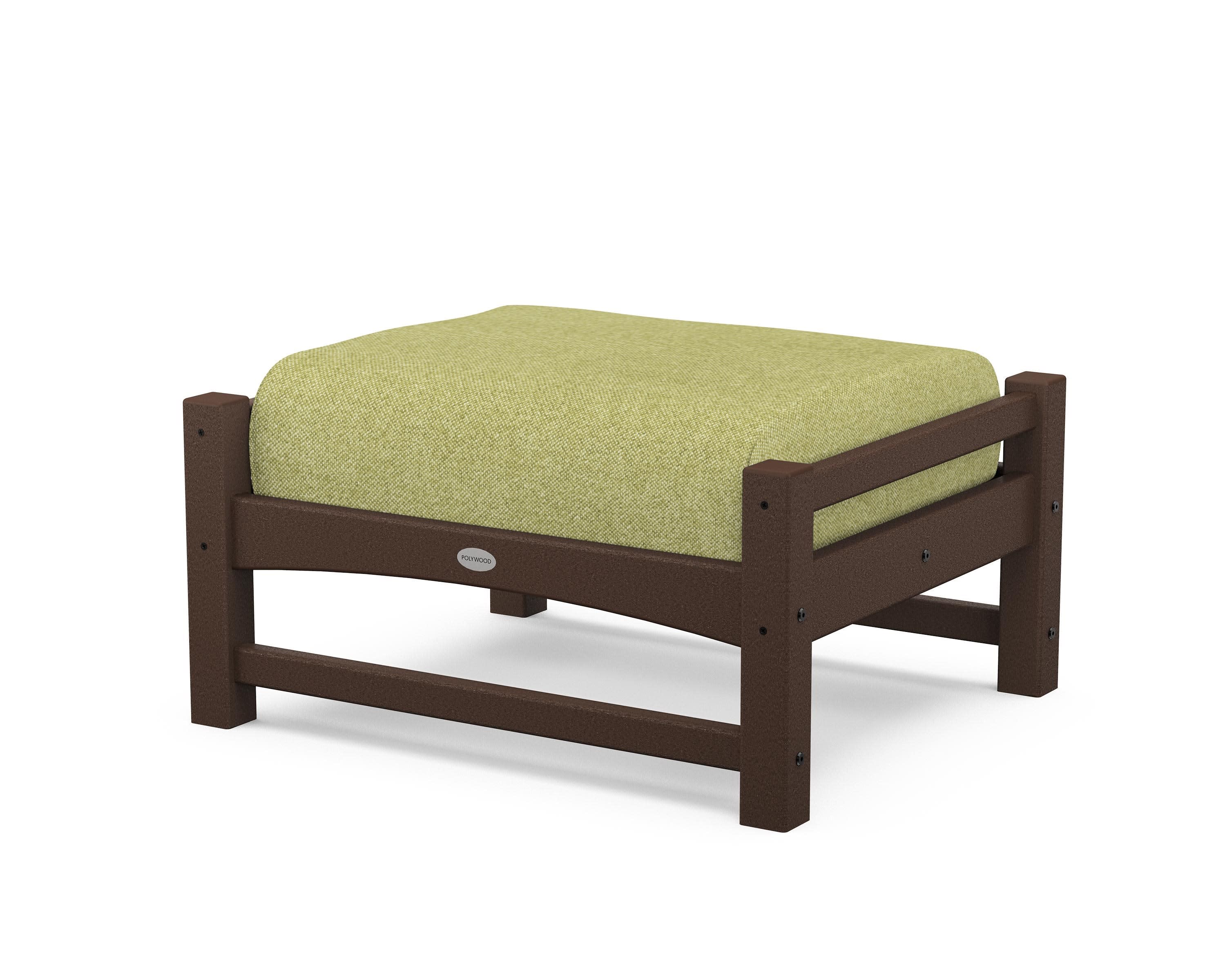 Club Ottoman in Mahogany / Chartreuse Boucle