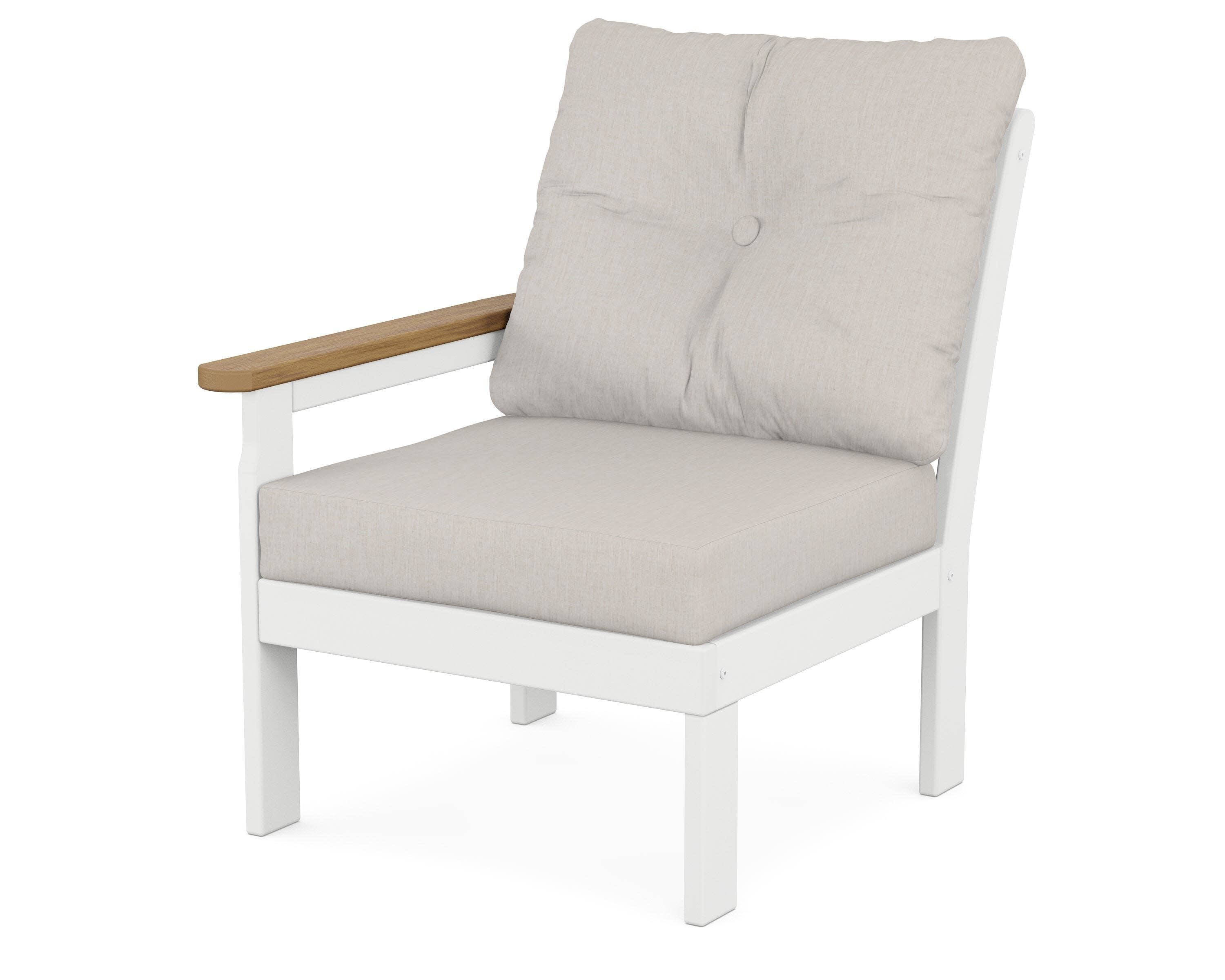 Vineyard Modular Left Arm Chair in White / Natural / Cast Ash