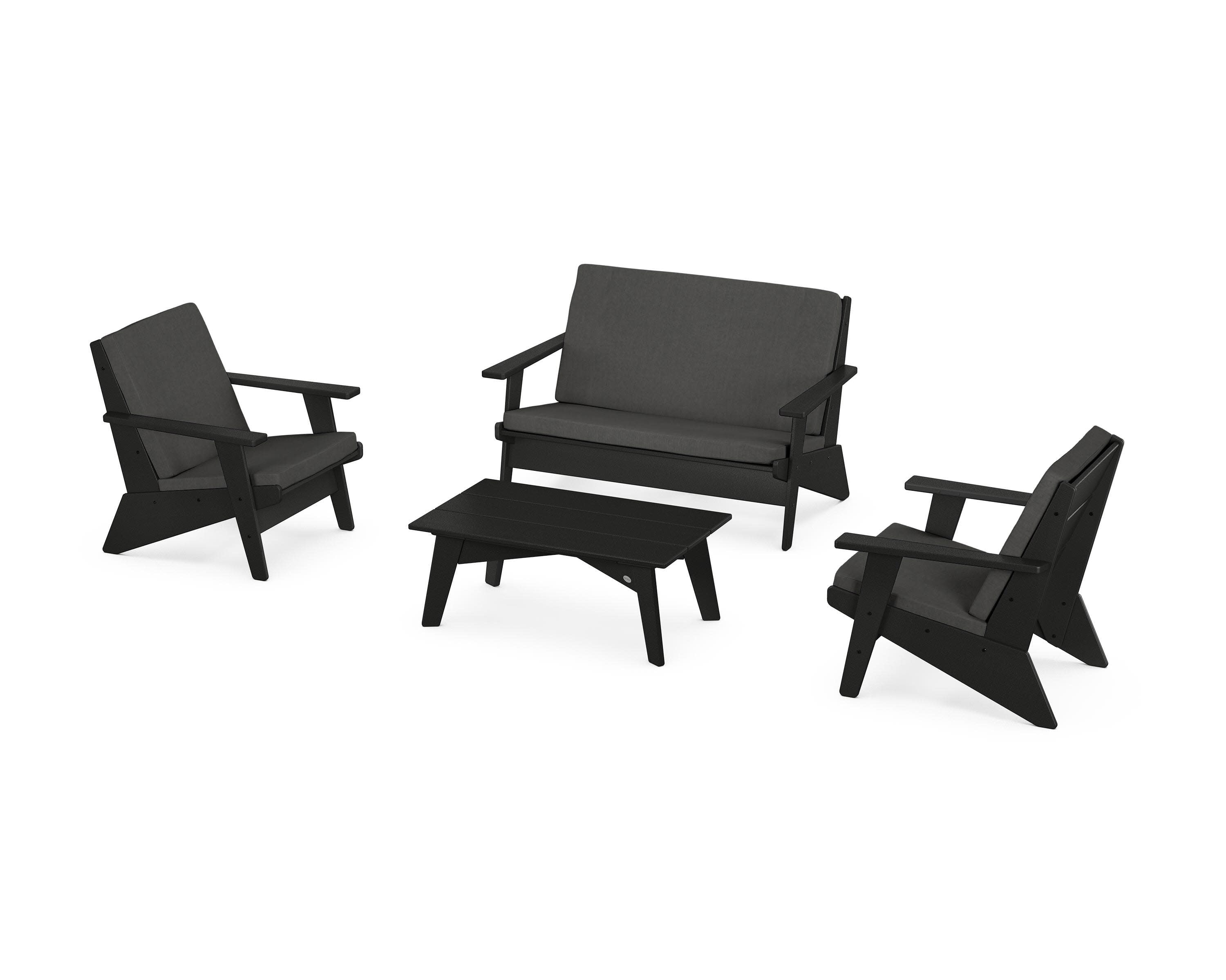 Riviera Modern Lounge 4-Piece Set in Black / Spectrum Carbon