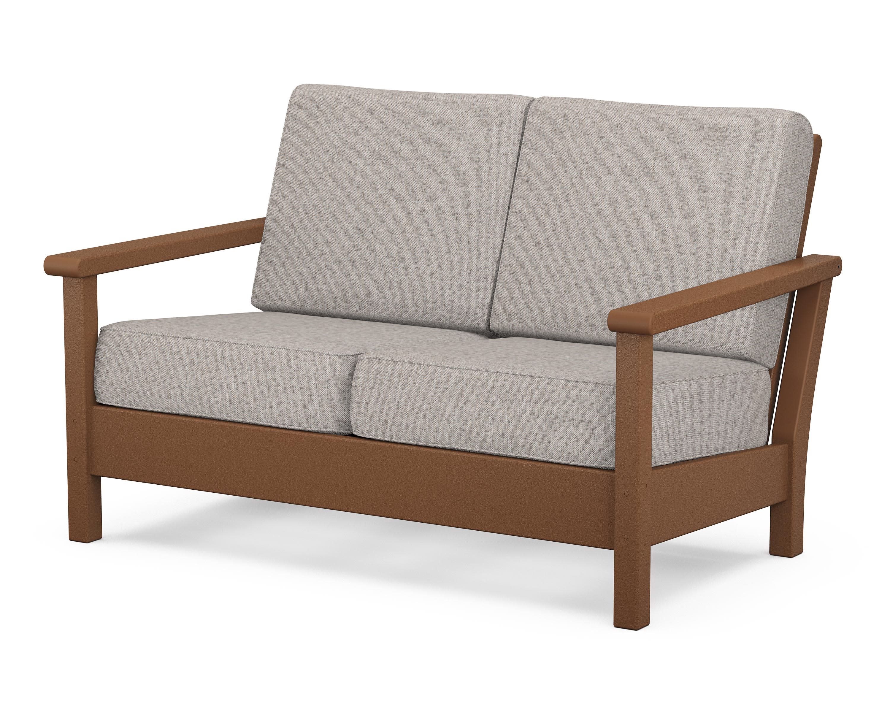 Harbour Deep Seating Loveseat in Teak / Weathered Tweed