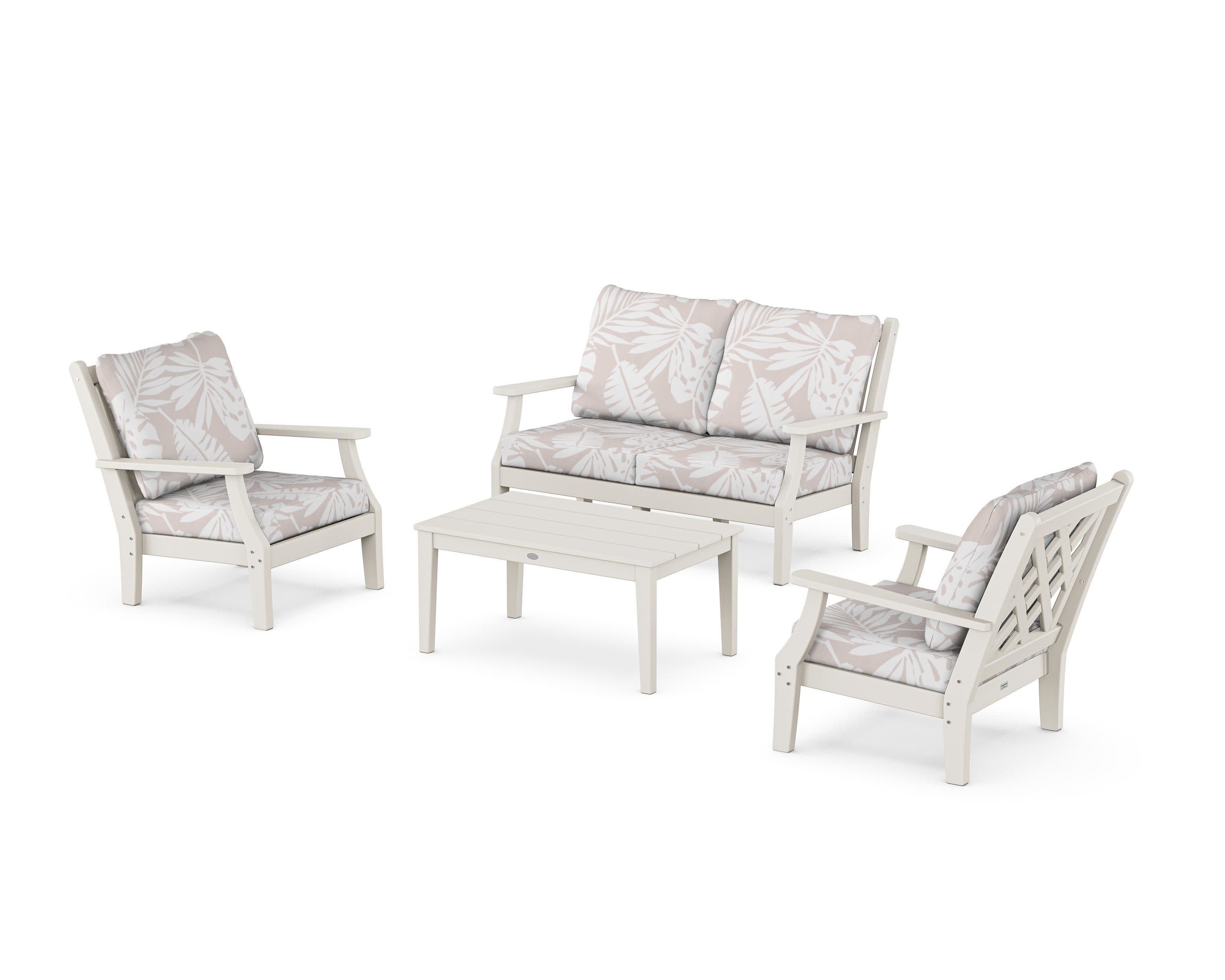 Wovendale 4-Piece Deep Seating Set with Loveseat in Sand / Leaf Dune Burlap
