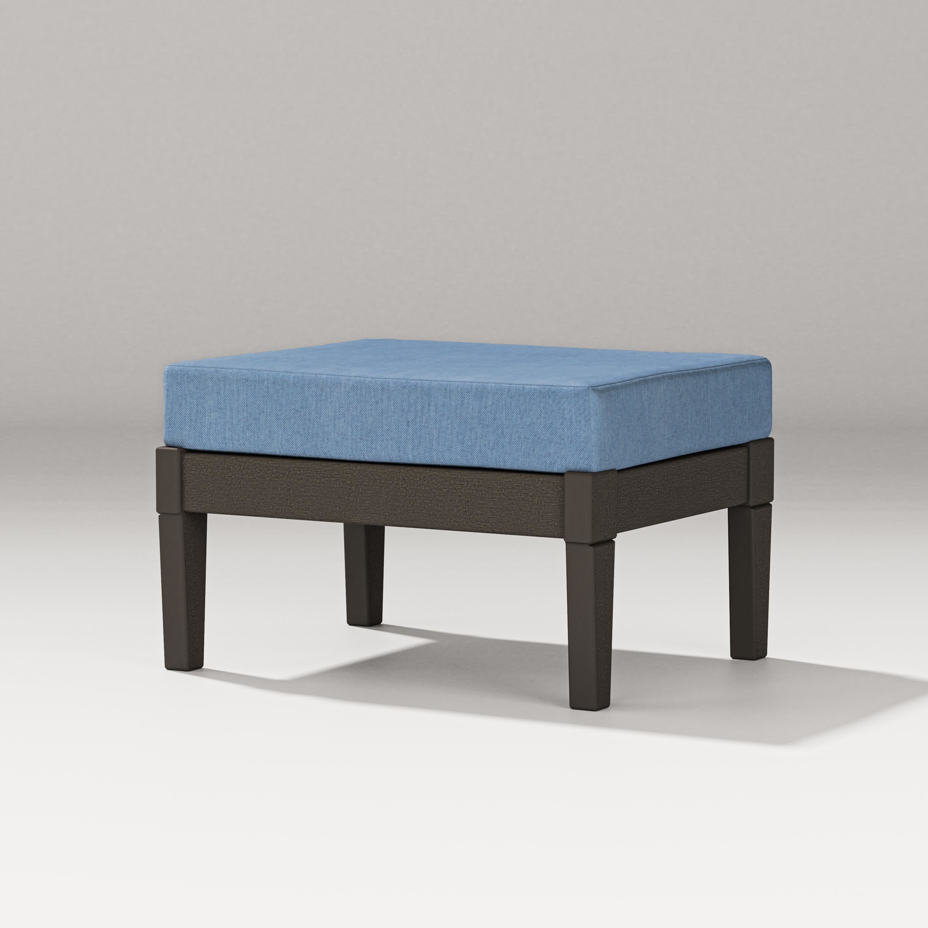 Estate Lounge Ottoman in Vintage Coffee / Sky Blue