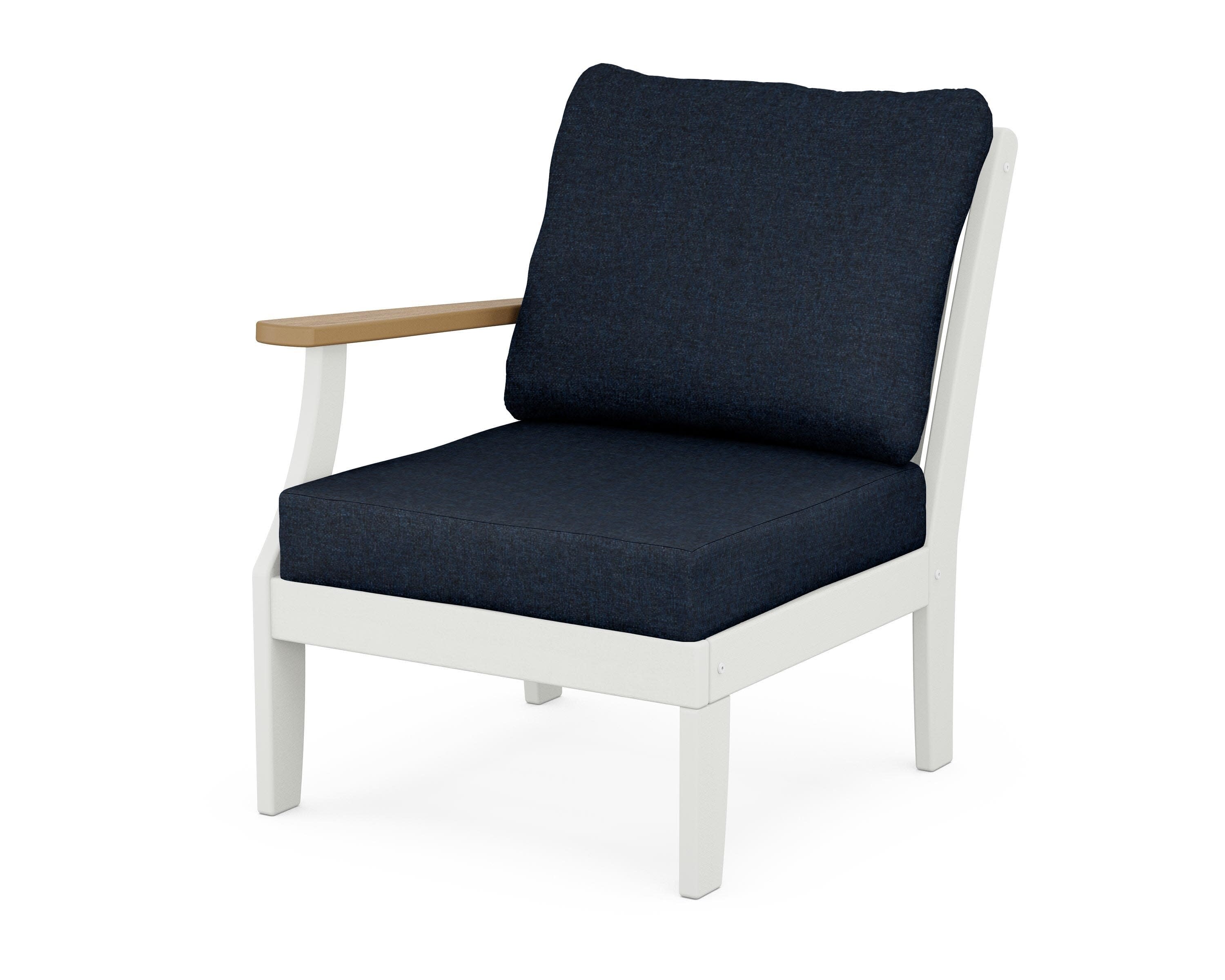 Braxton Modular Left Arm Chair in White / Natural / Marine Indigo