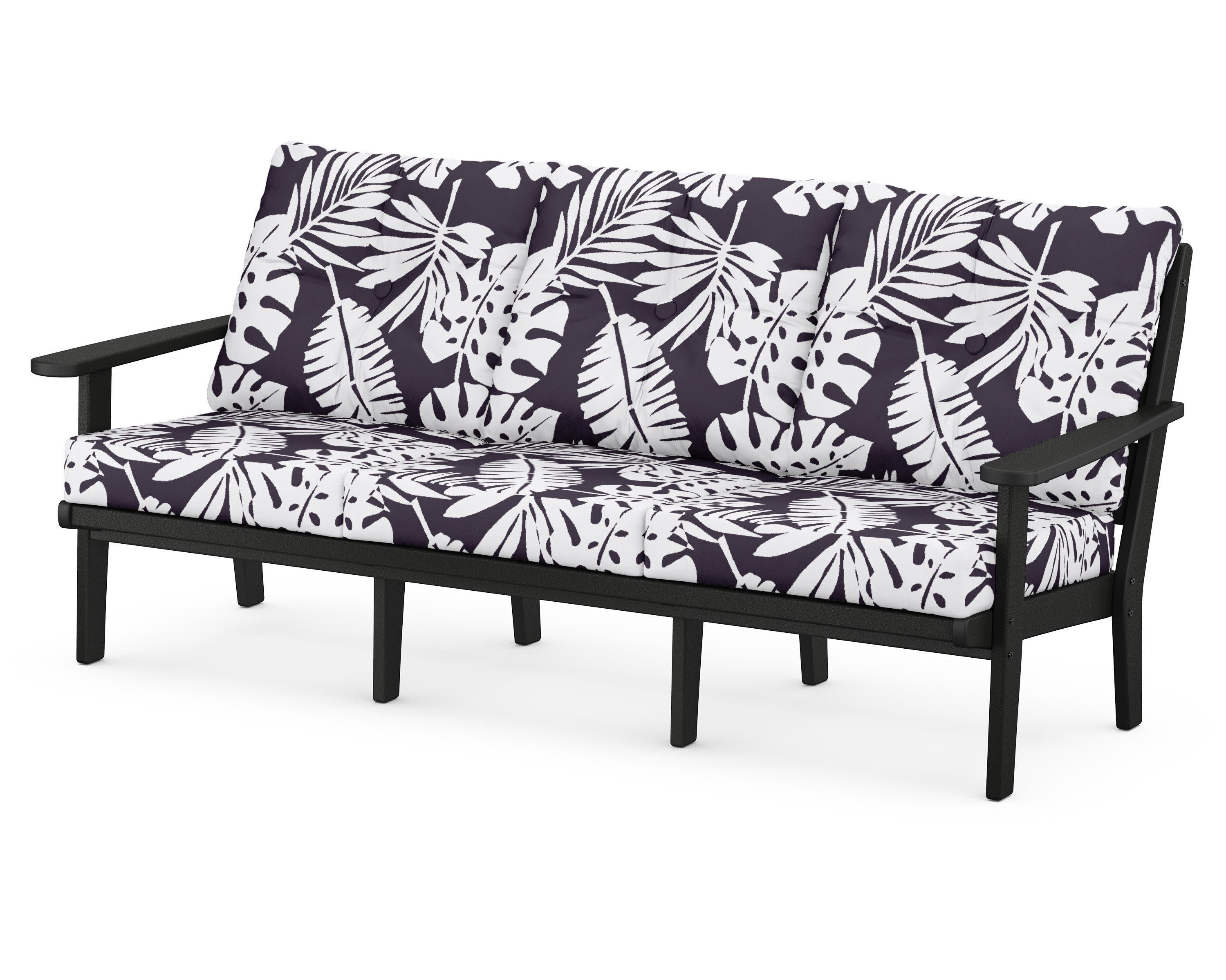 Lakeside Deep Seating Sofa in Black / Leaf Navy