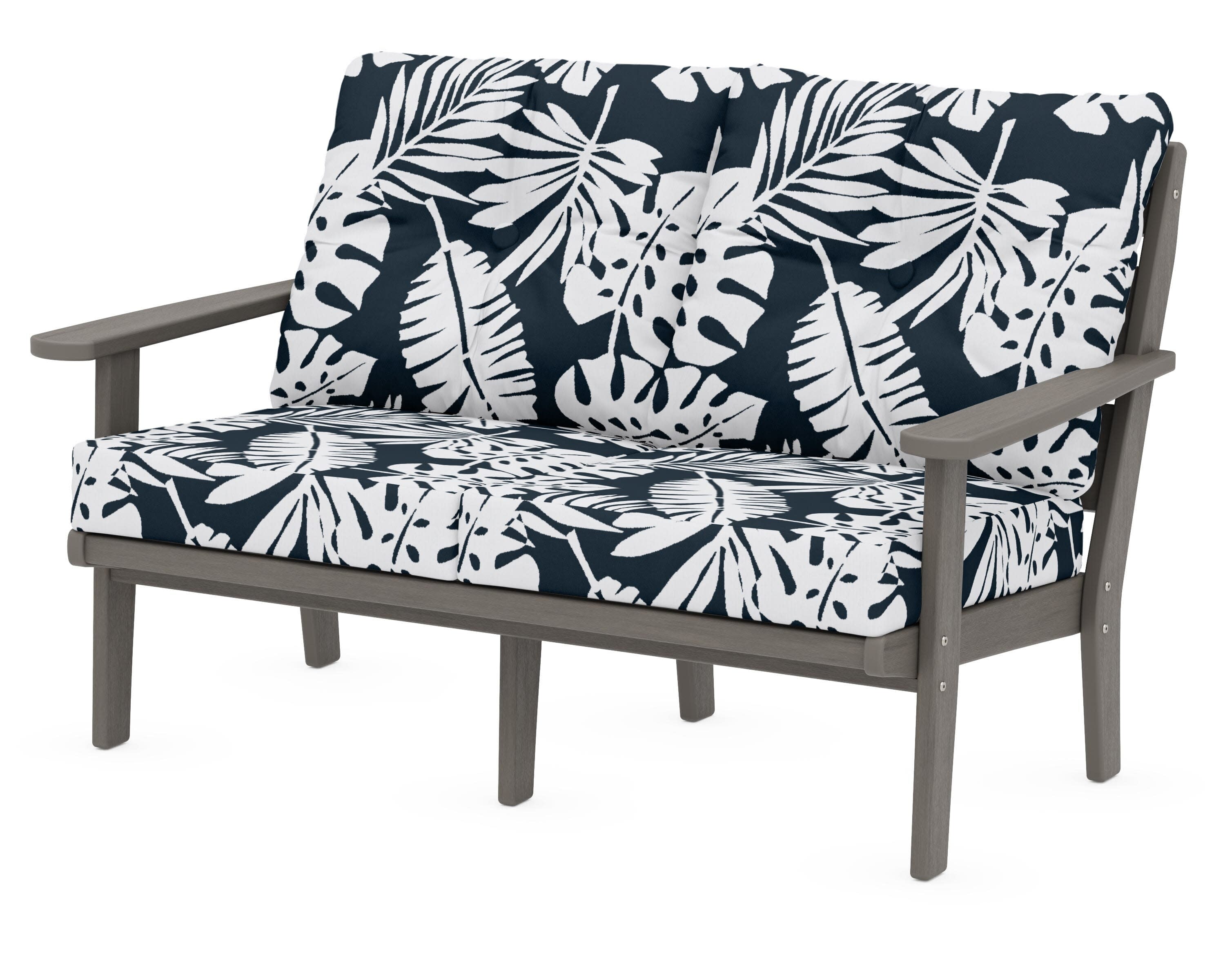 Lakeside Deep Seating Loveseat in Driftwood / Leaf Marine Indigo