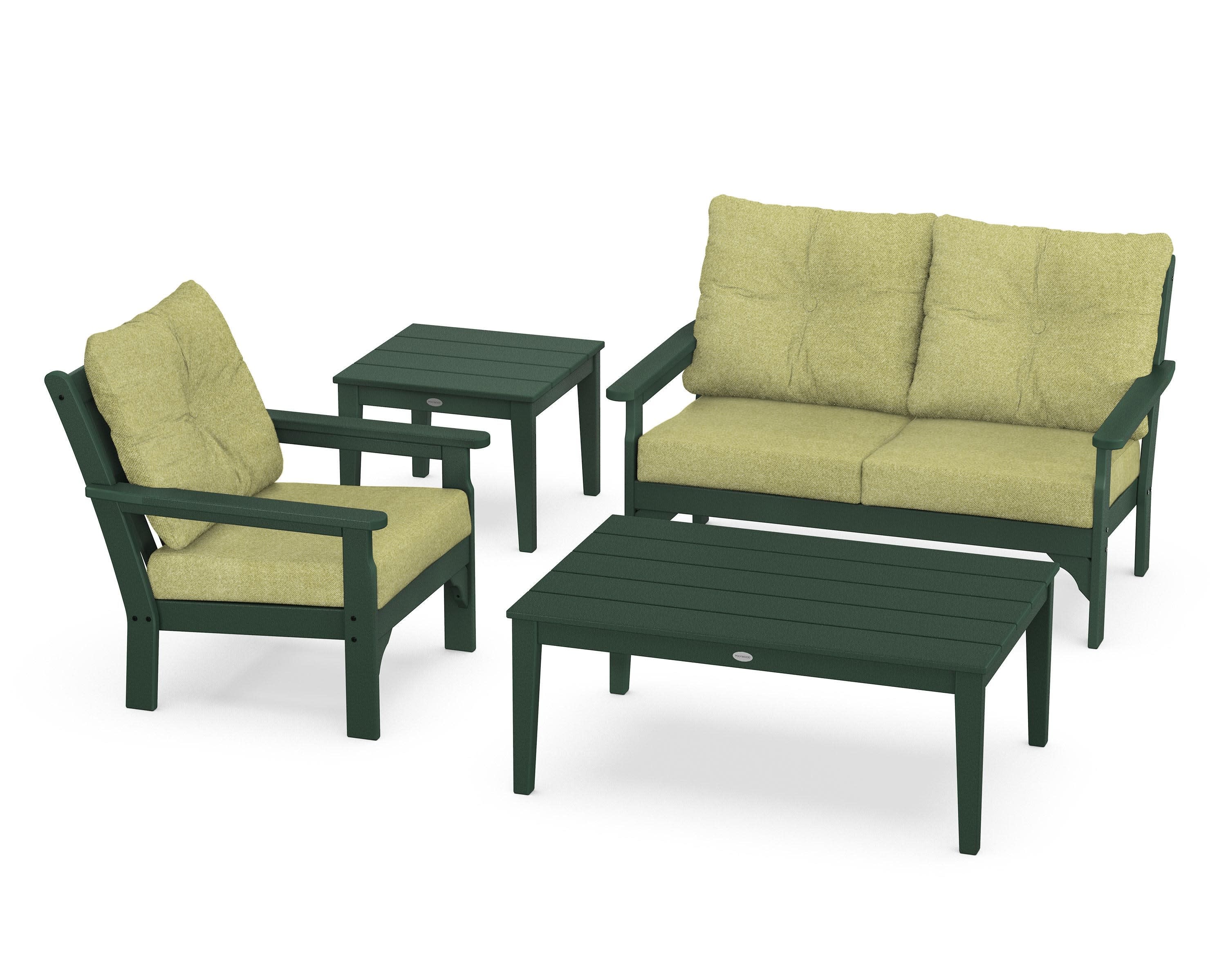 Vineyard 4-Piece Deep Seating Set in Green / Chartreuse Boucle