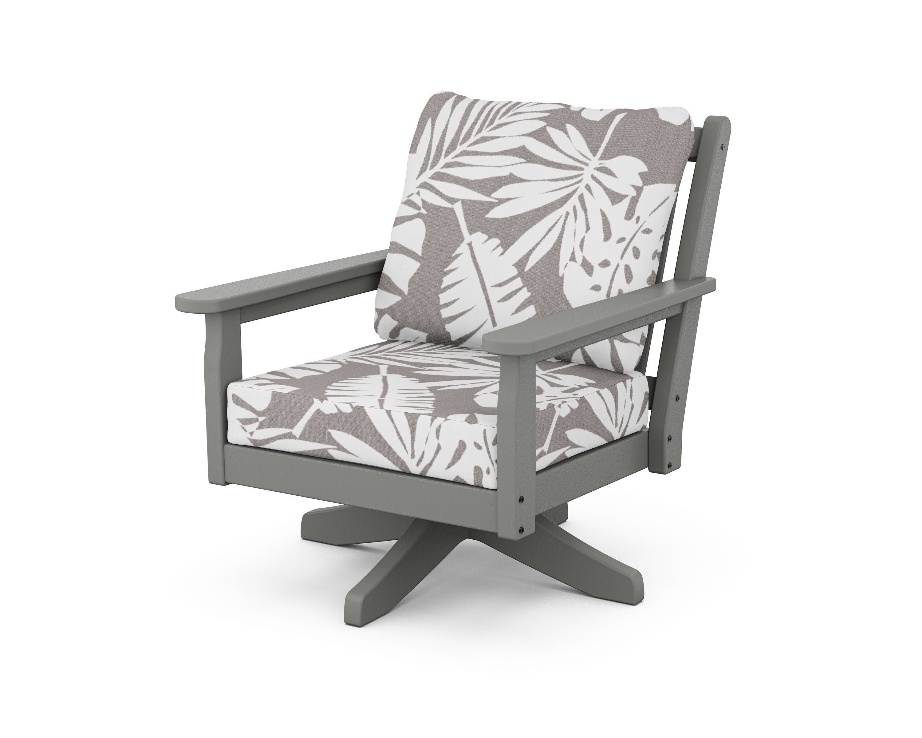 Chippendale Deep Seating Swivel Chair in Slate Grey / Leaf Grey Mist