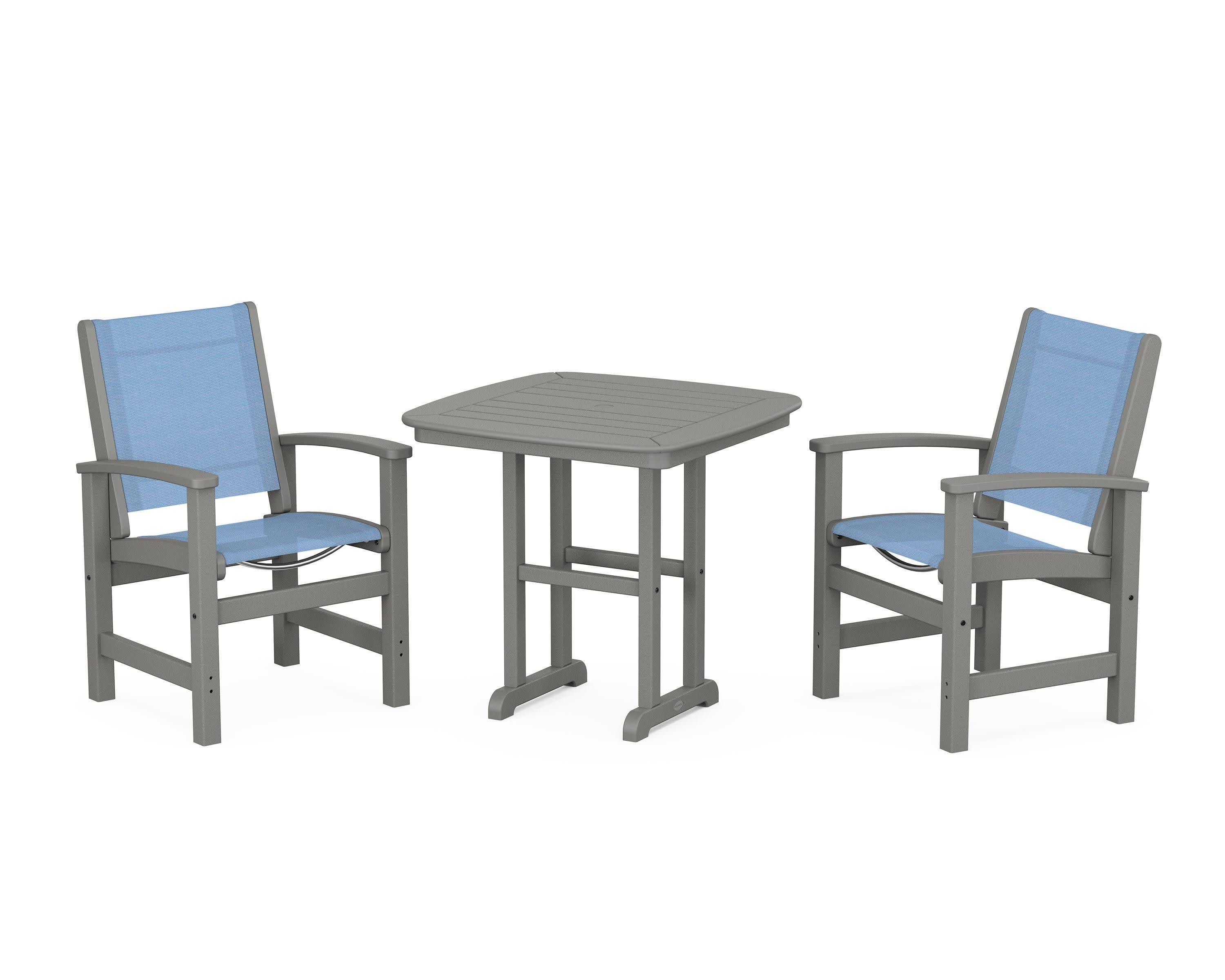 Coastal 3-Piece Dining Set in Slate Grey / Poolside Sling