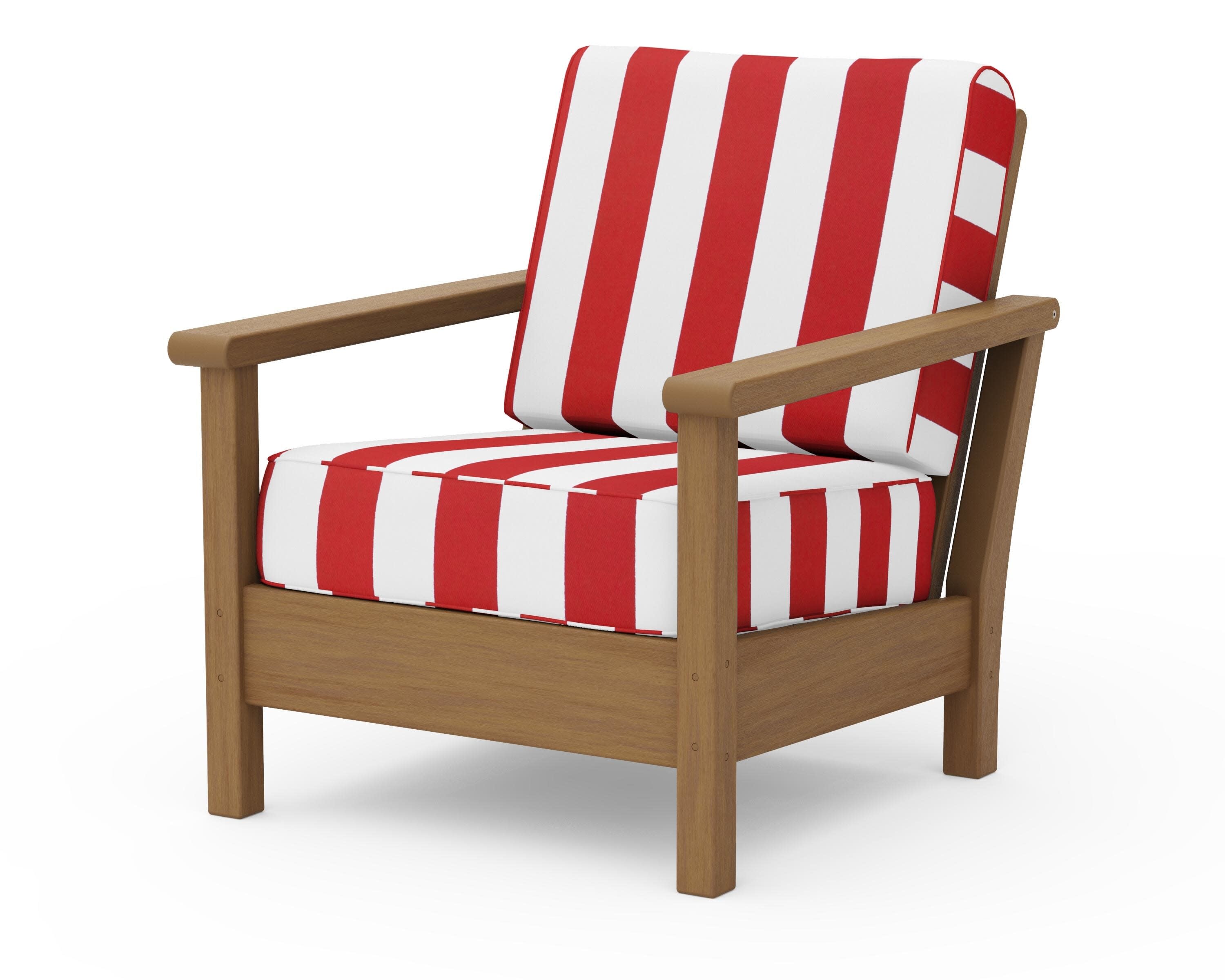 Harbour Deep Seating Chair in Natural / Cabana Stripe Crimson