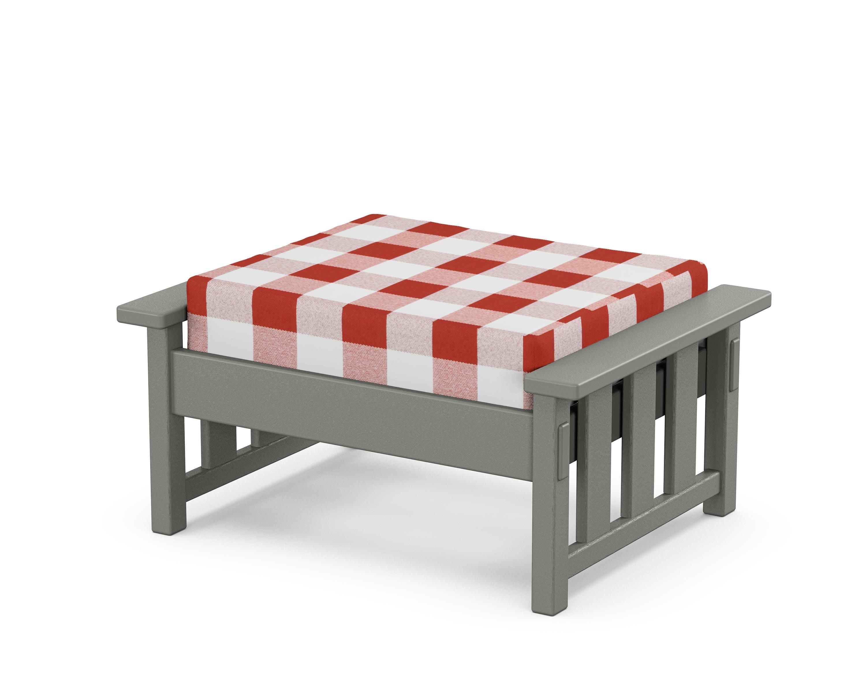 Acadia Deep Seating Ottoman in Slate Grey / Buffalo Plaid Crimson