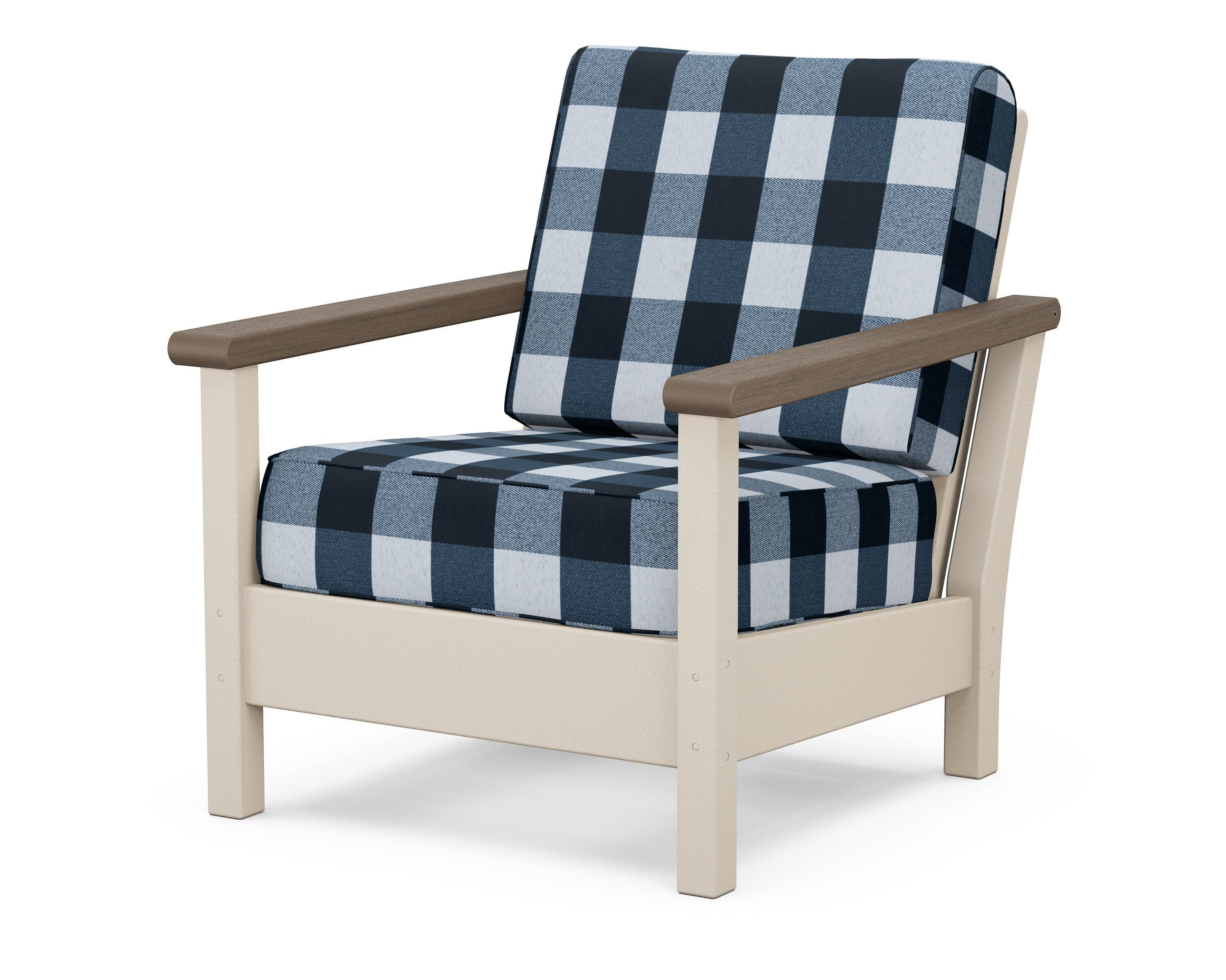 Harbour Deep Seating Chair in Sand / Kona / Buffalo Plaid Marine Indigo