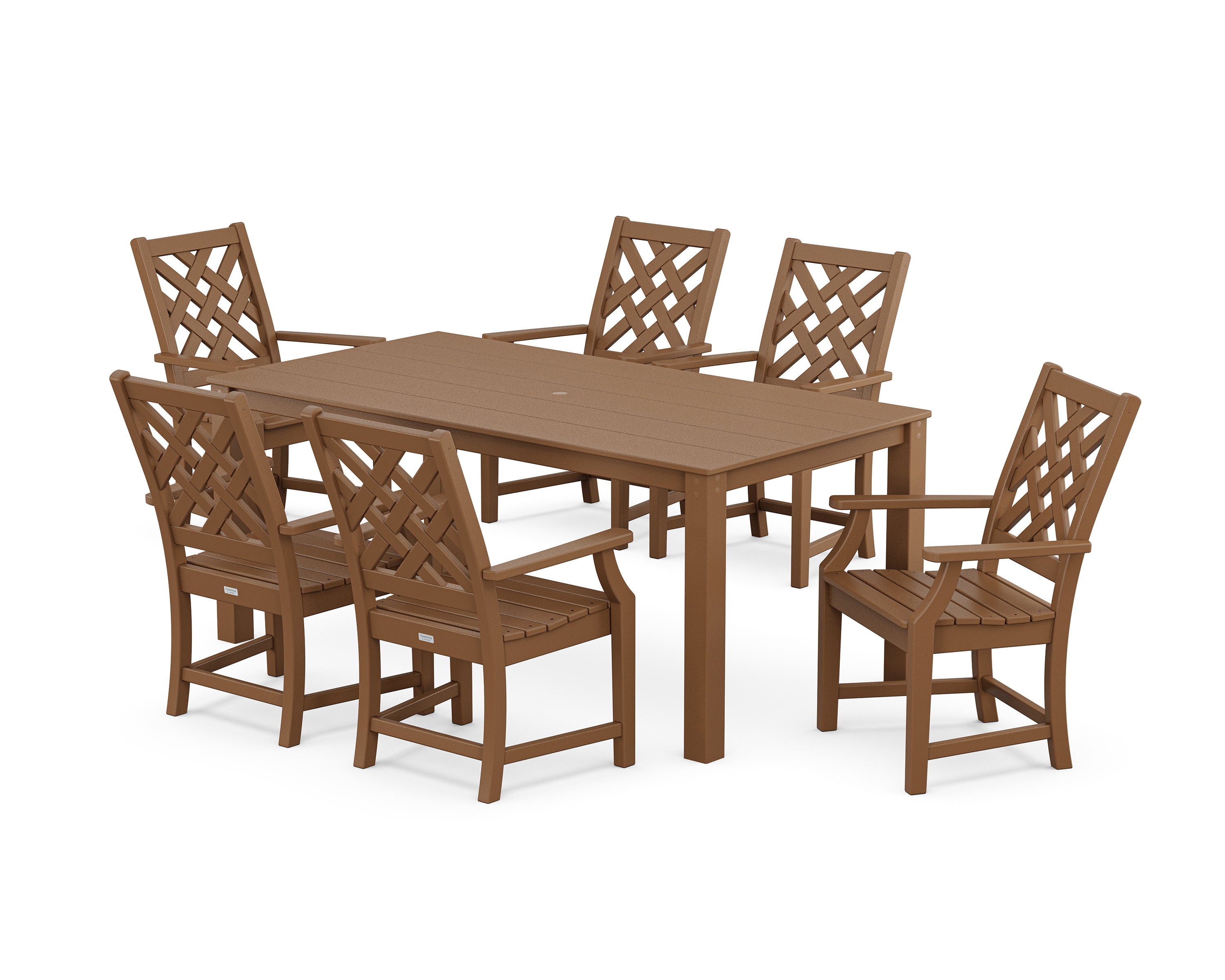 Wovendale Arm Chair 7-Piece Parsons Dining Set in Teak