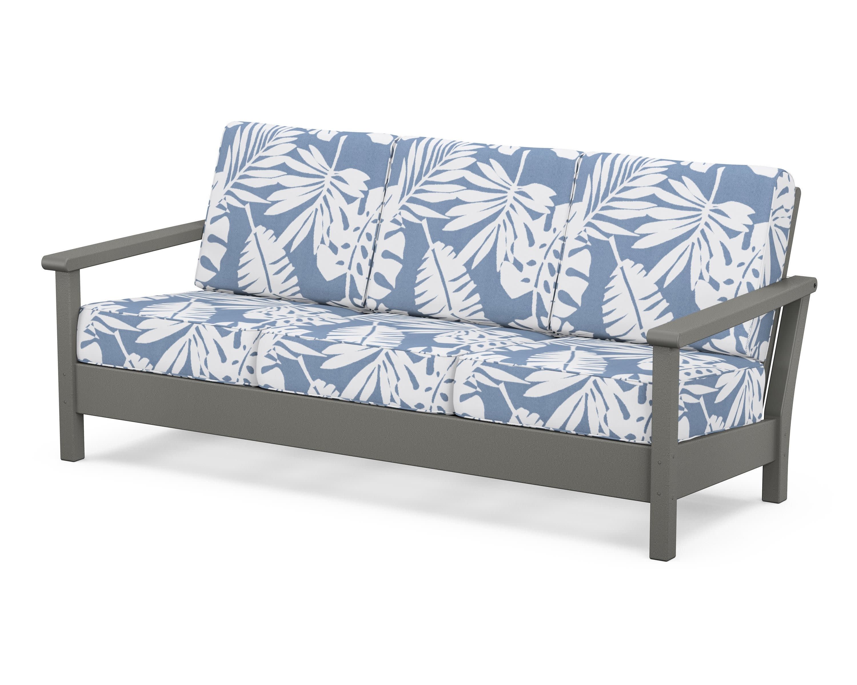 Harbour Deep Seating Sofa in Slate Grey / Leaf Sky Blue