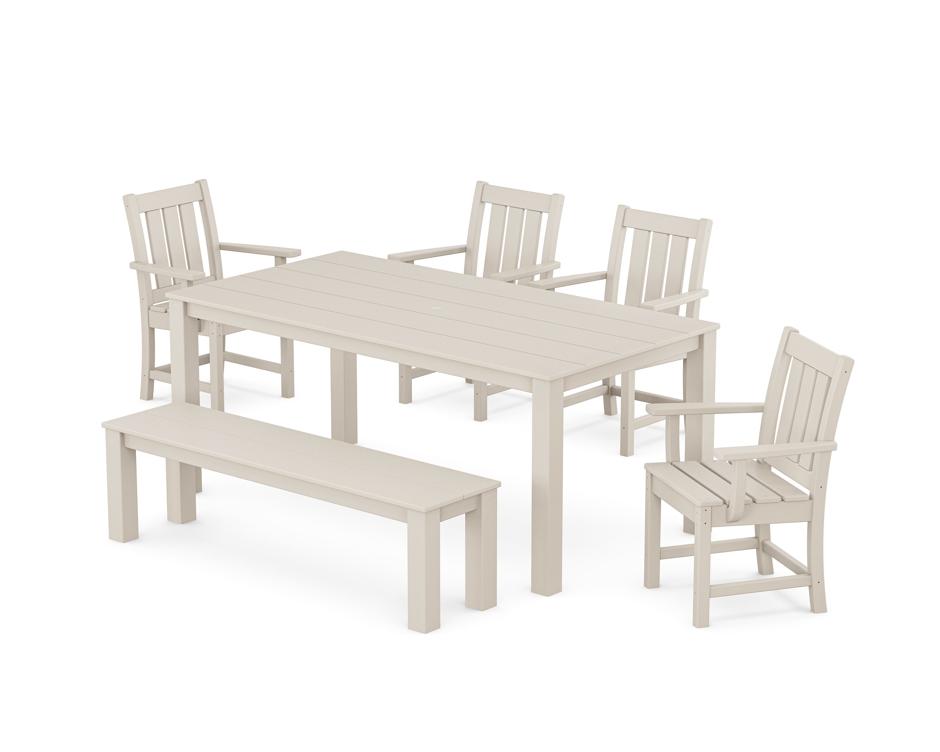 Oxford 6-Piece Parsons Dining Set with Bench in Sand