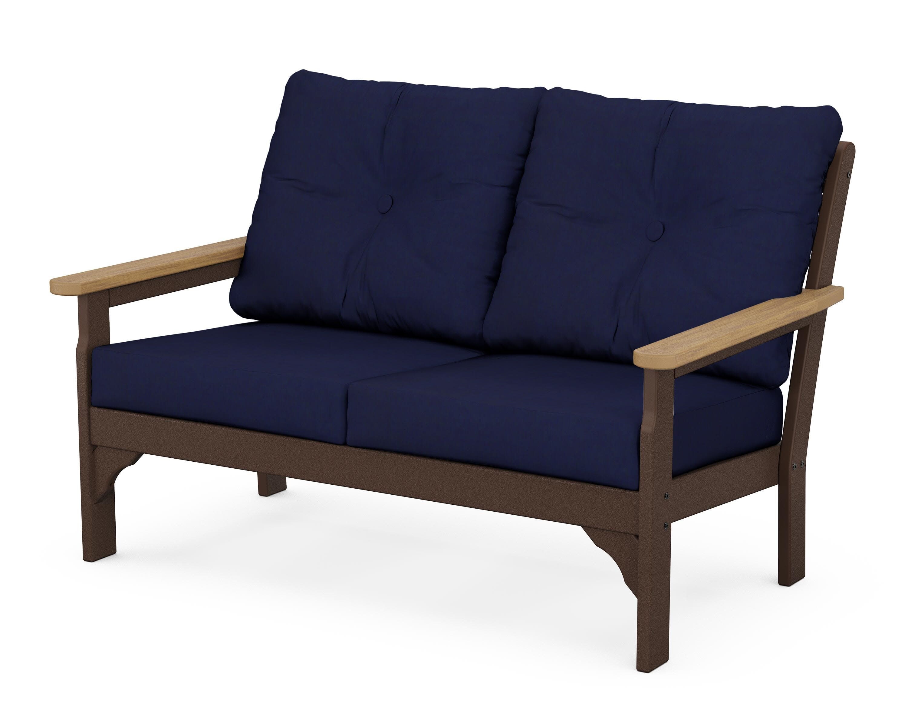Vineyard Deep Seating Loveseat in Mahogany / Natural / Navy