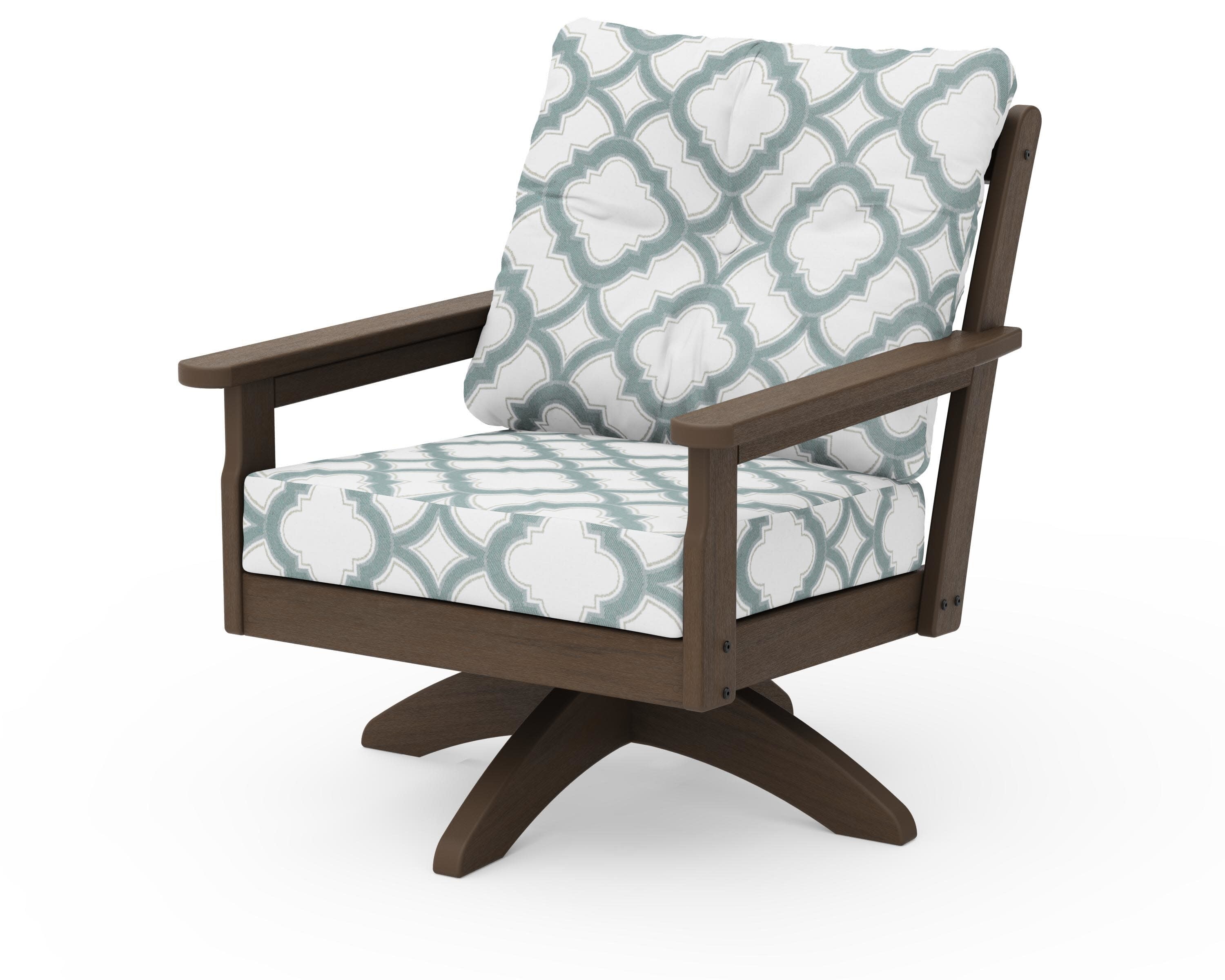 Vineyard Deep Seating Swivel Chair in Kona / Trellis Glacier Spa