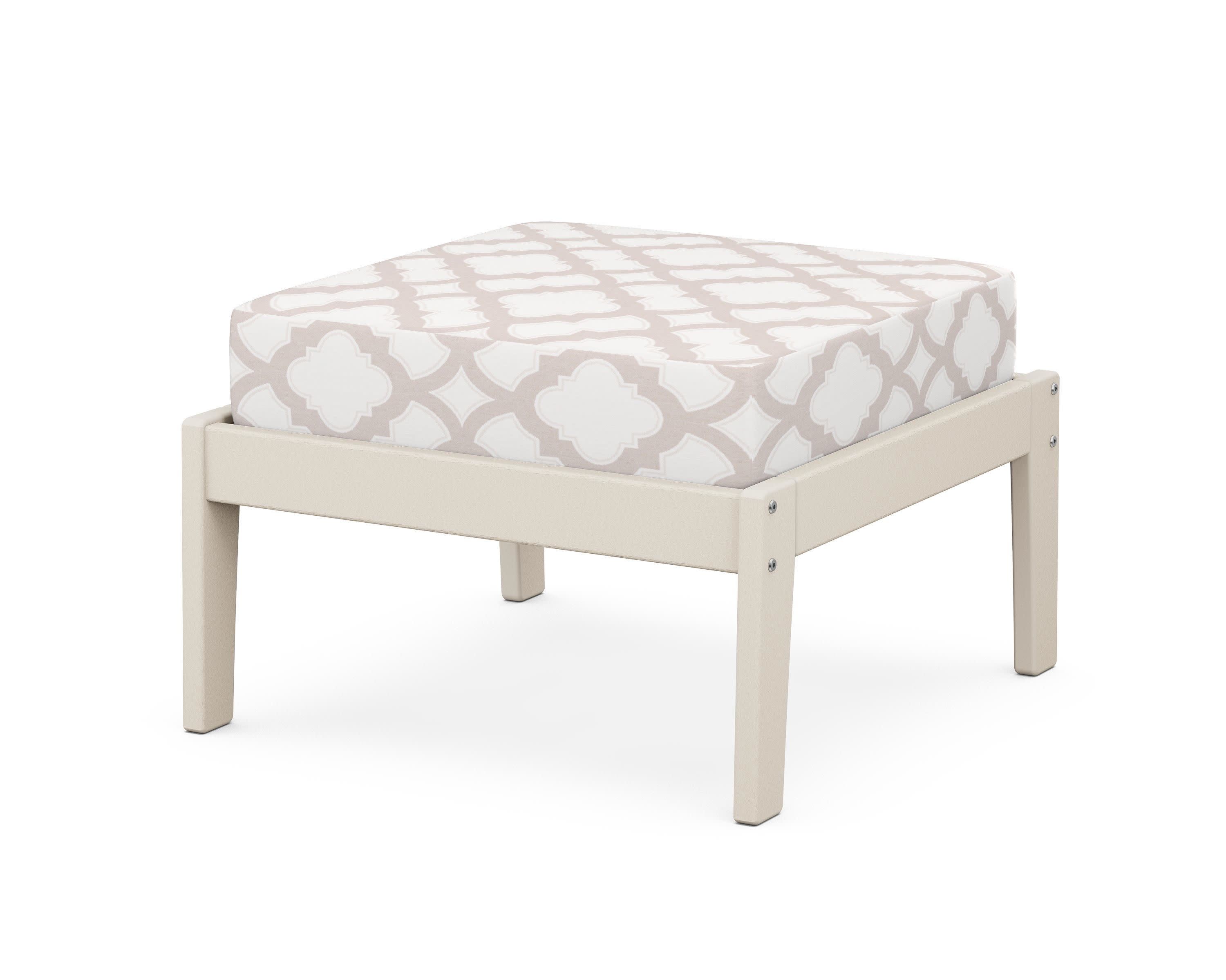 Deep Seating Ottoman in Sand / Trellis Dune Burlap