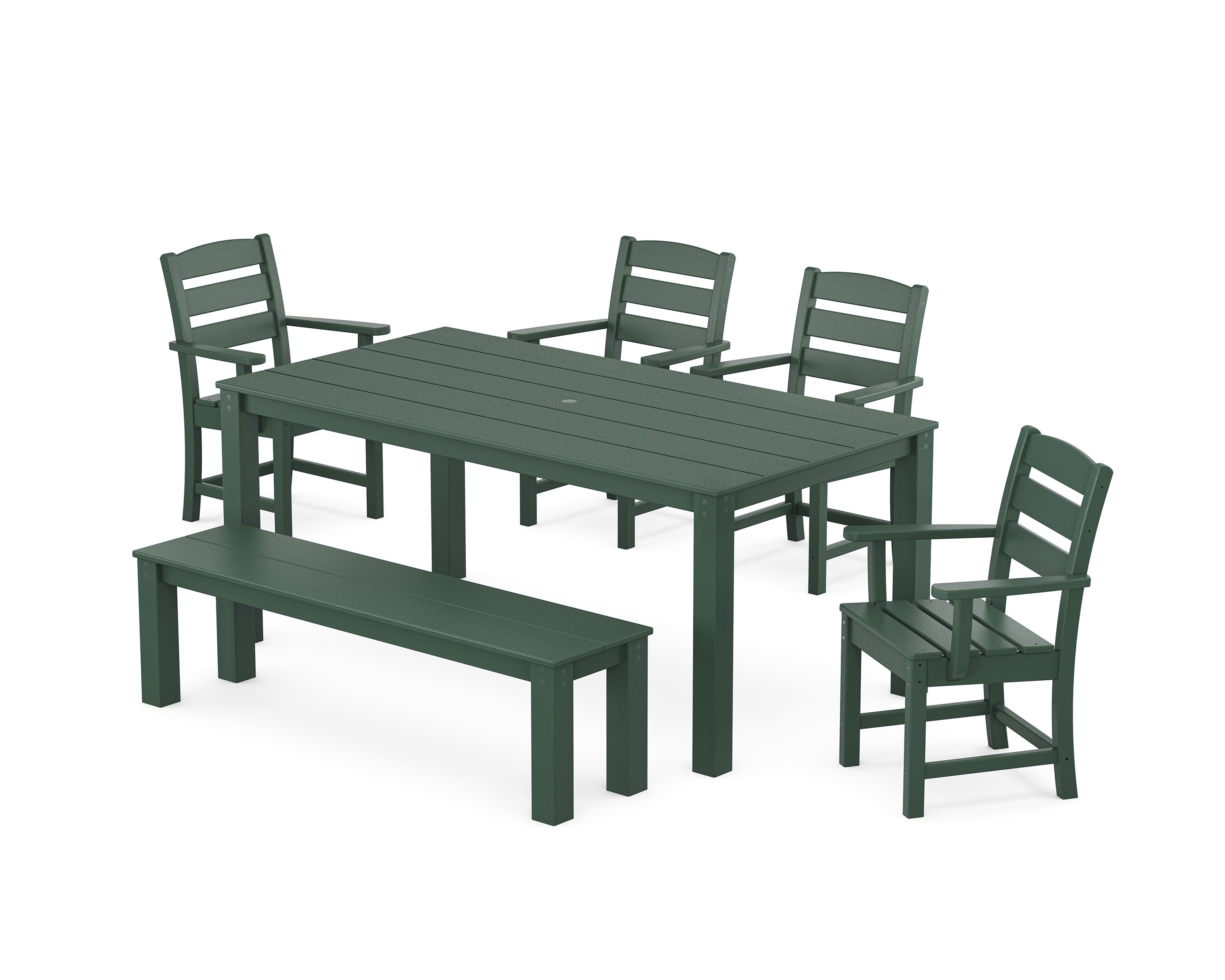 Lakeside 6-Piece Parsons Dining Set with Bench in Green