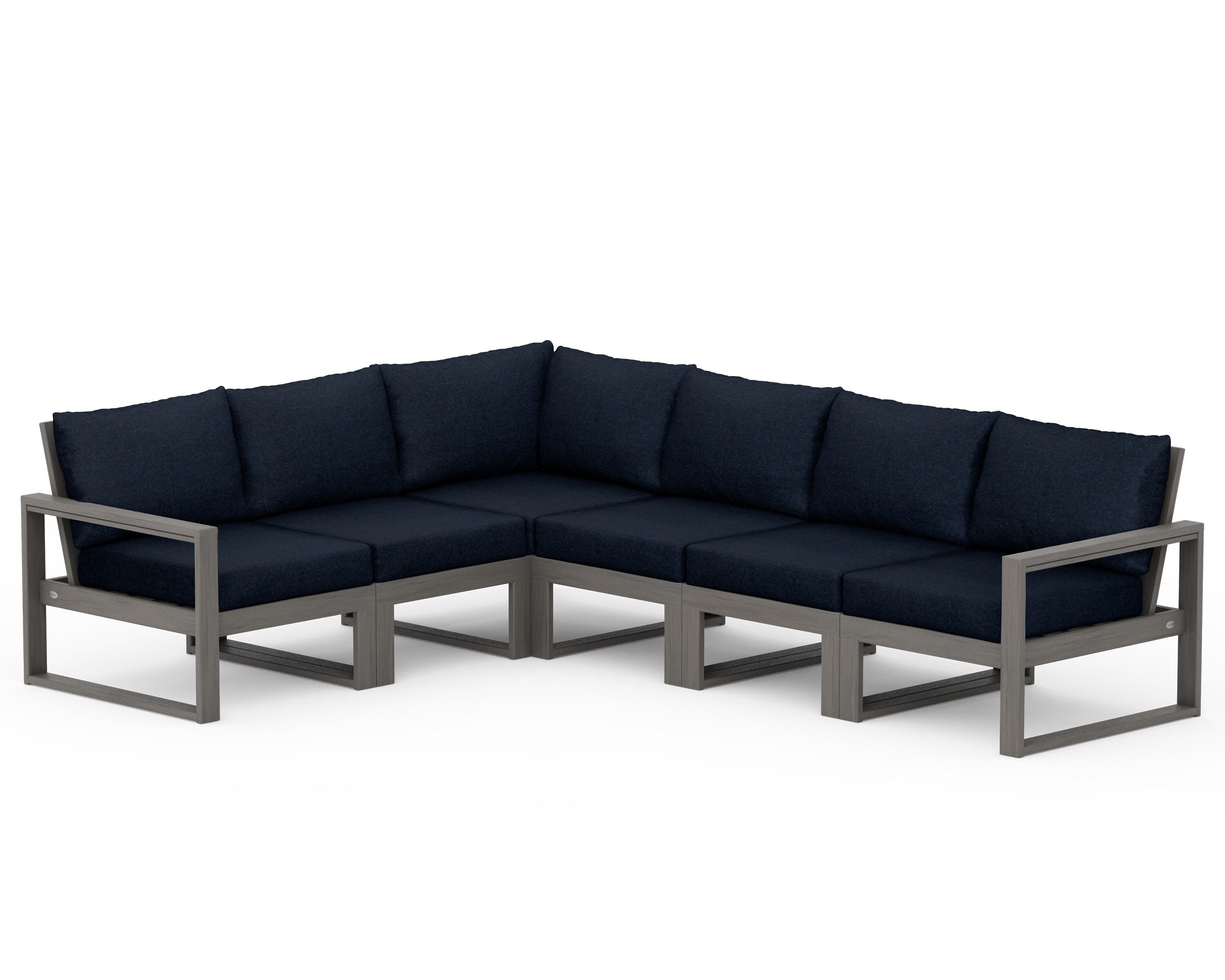 EDGE 6-Piece Modular Deep Seating Set in Driftwood / Marine Indigo