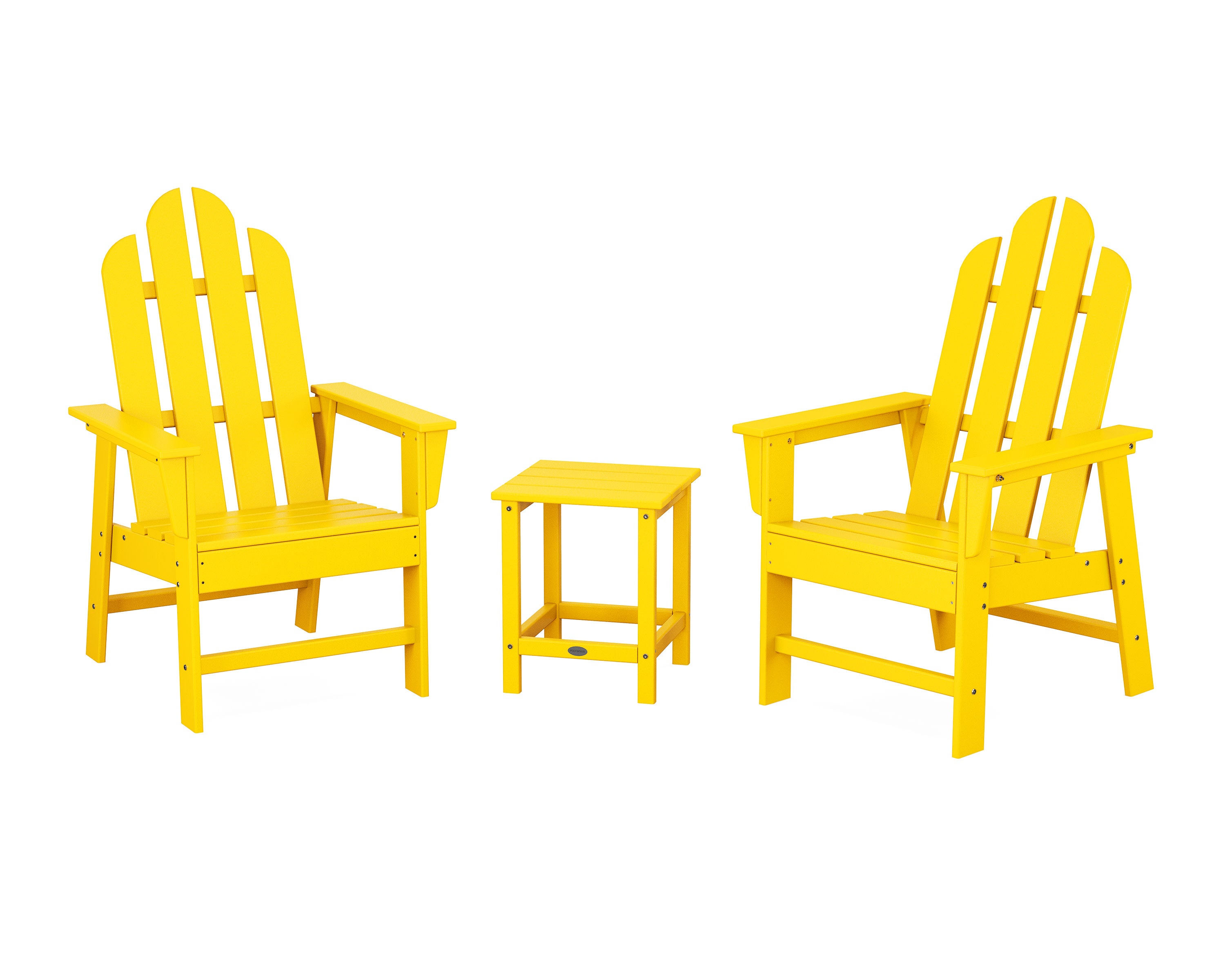 Long Island 3-Piece Upright Adirondack Chair Set in Lemon