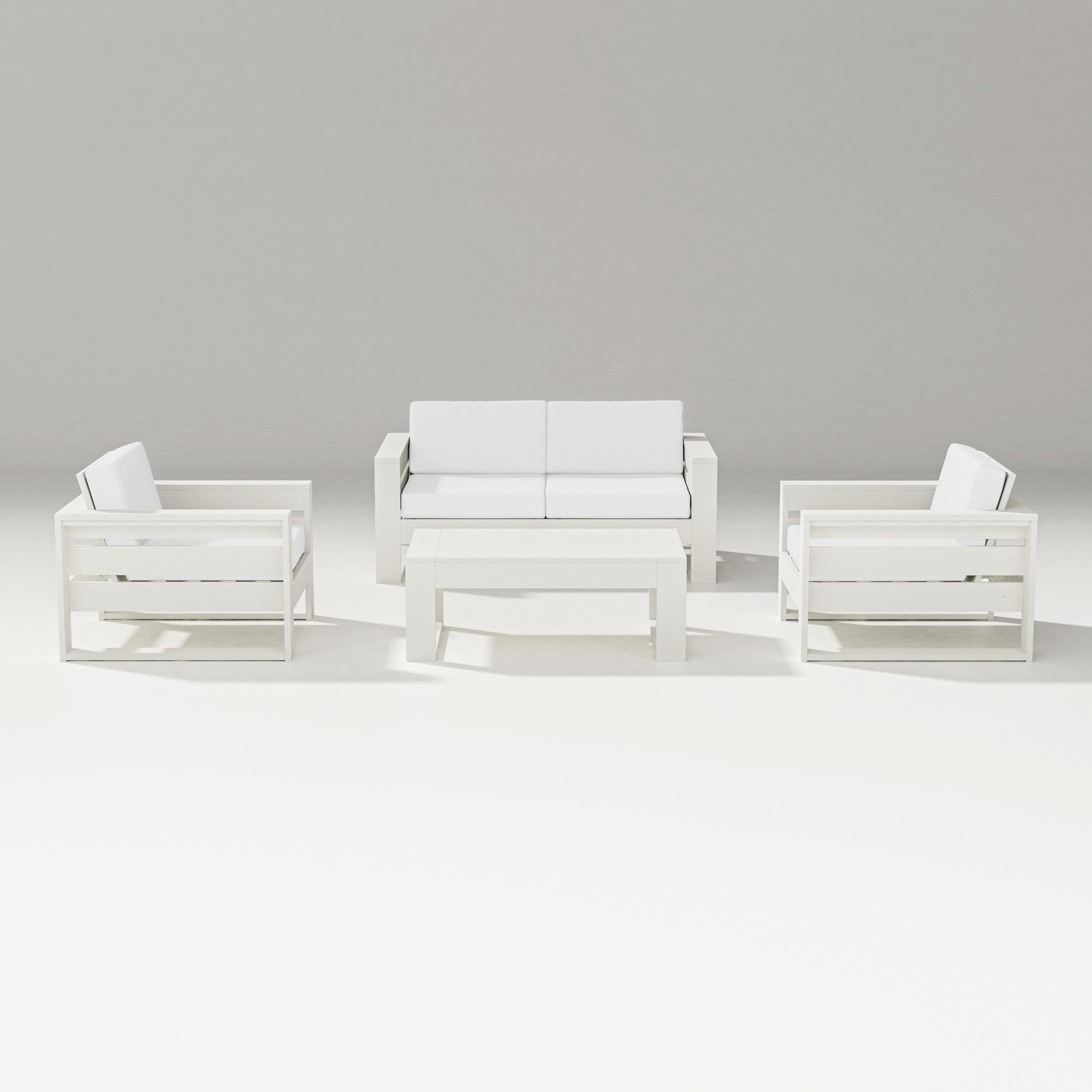 Latitude 4-Piece Lounge Loveseat Set in Vintage White / Natural
