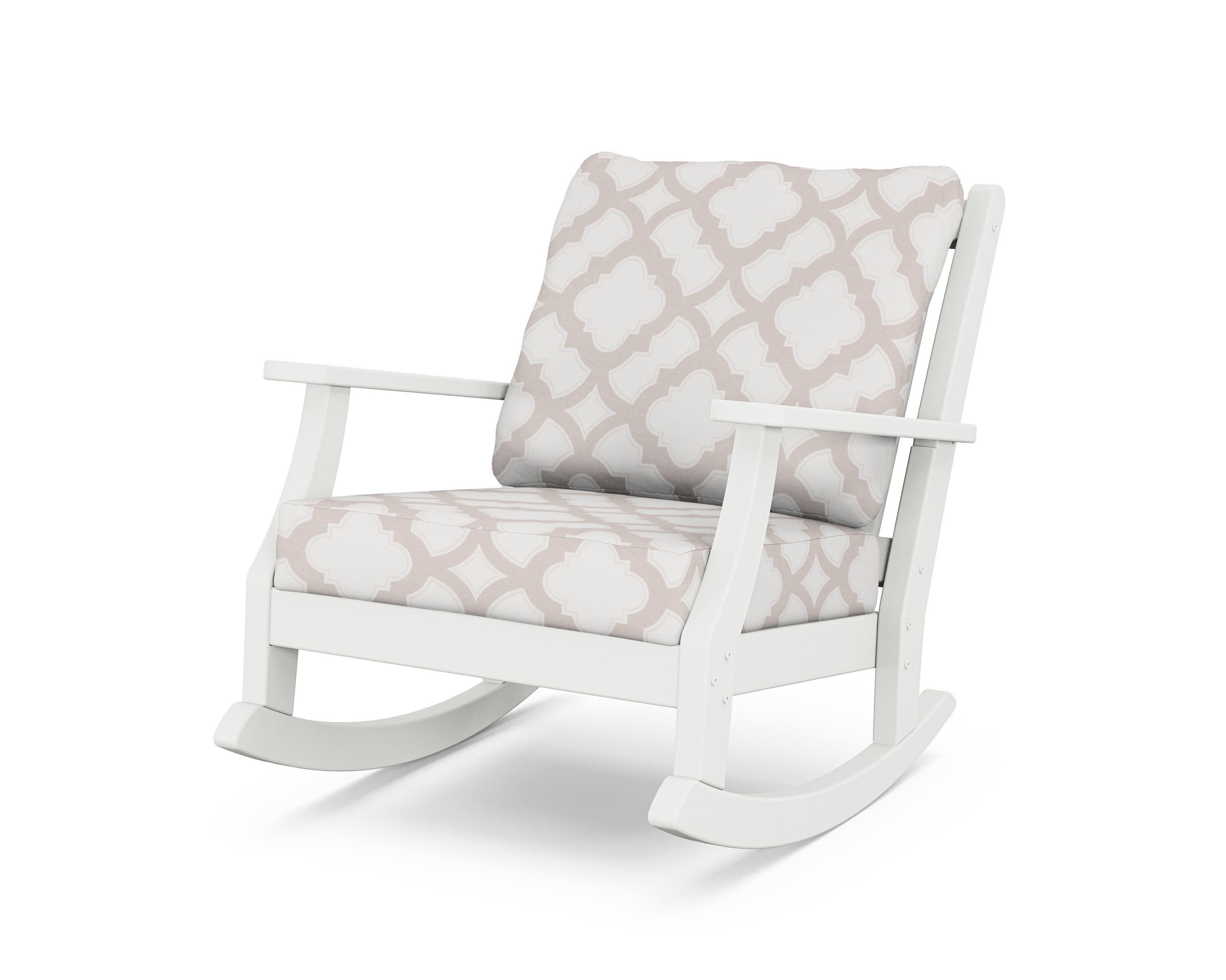Wovendale Deep Seating Rocking Chair in White / Trellis Dune Burlap