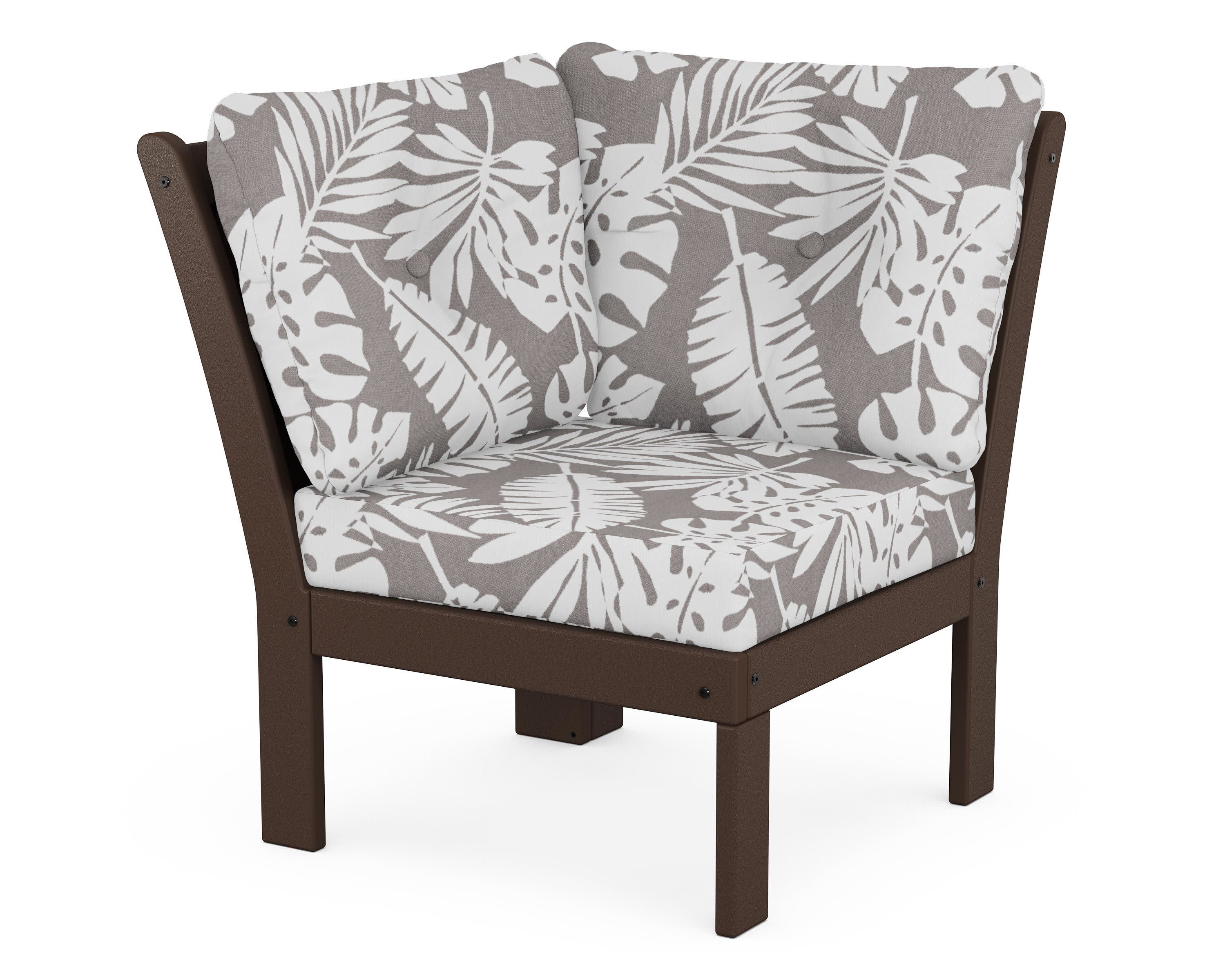 Vineyard Modular Corner Chair in Mahogany / Leaf Grey Mist