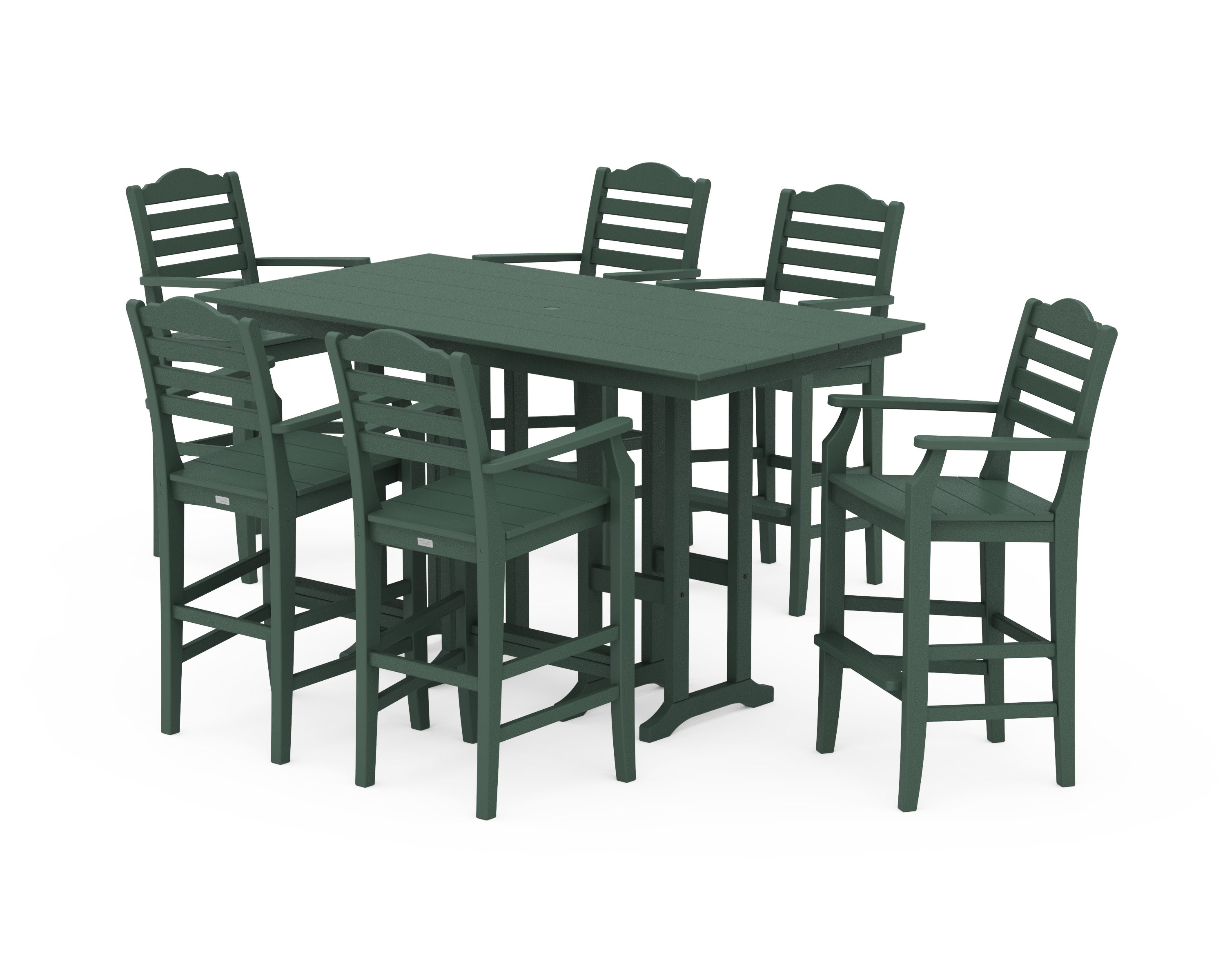 Savannah Arm Chair 7-Piece Farmhouse Bar Set in Green