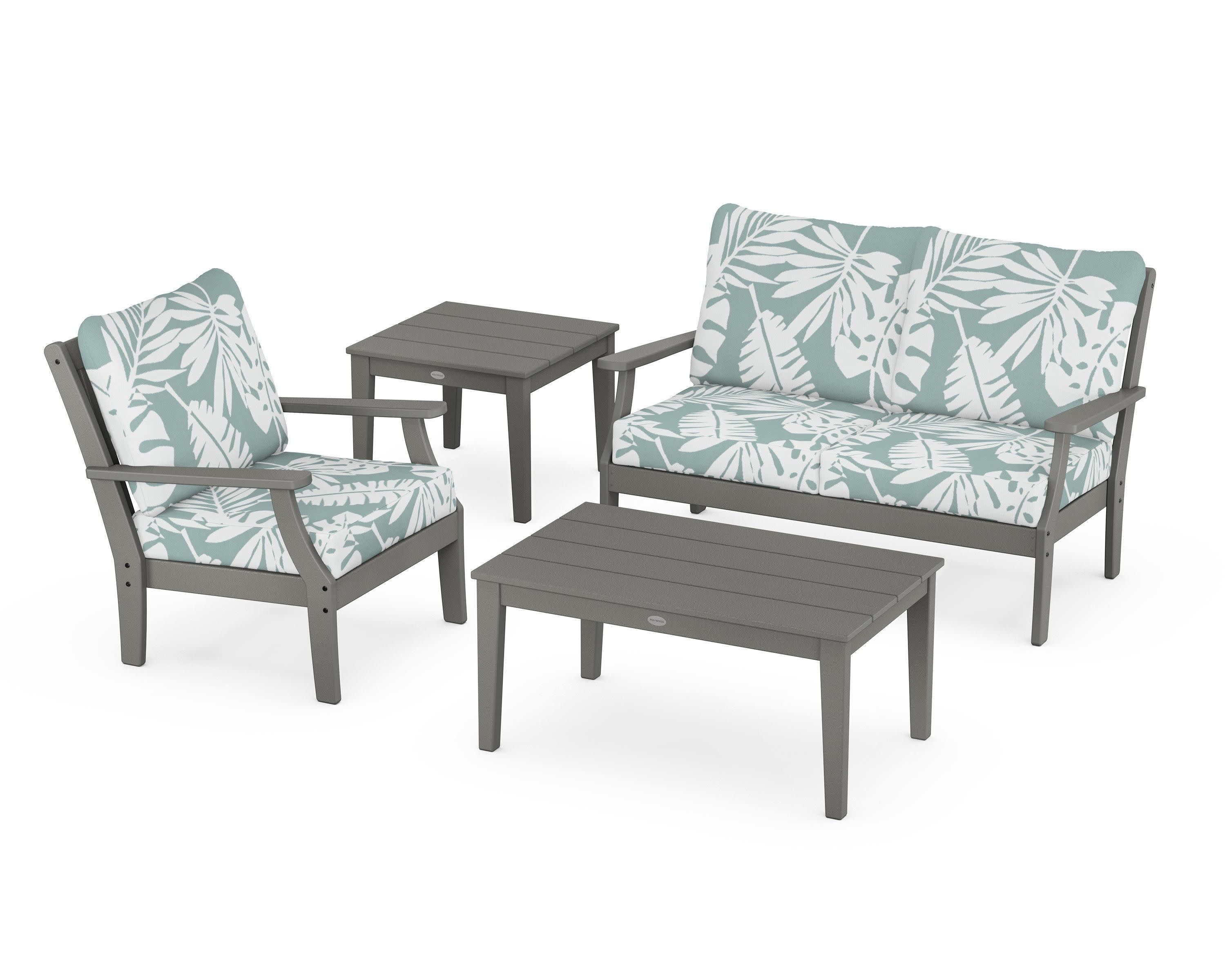 Braxton 4-Piece Deep Seating Set in Slate Grey / Leaf Glacier Spa