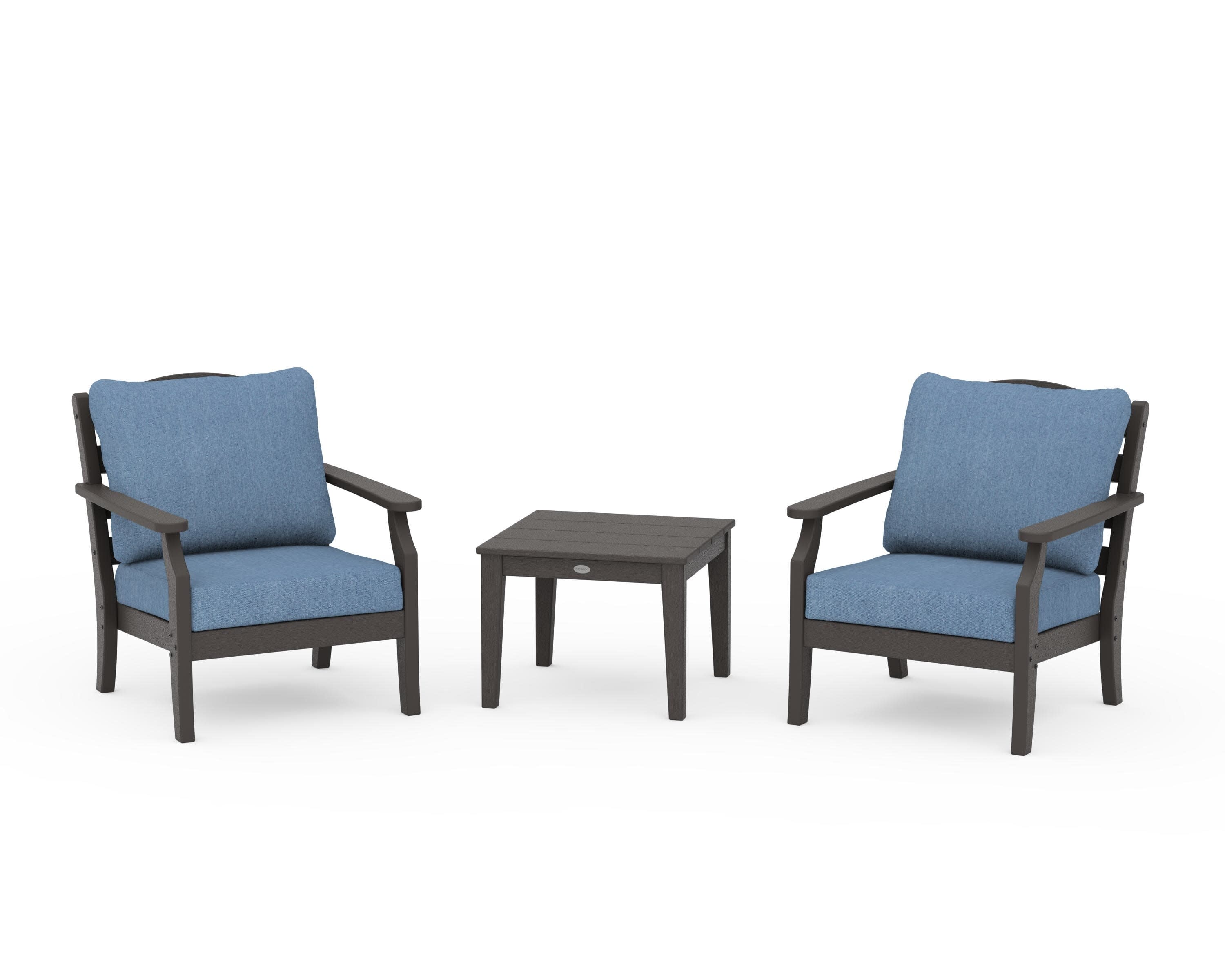 Savannah 3-Piece Deep Seating Set in Vintage Coffee / Sky Blue