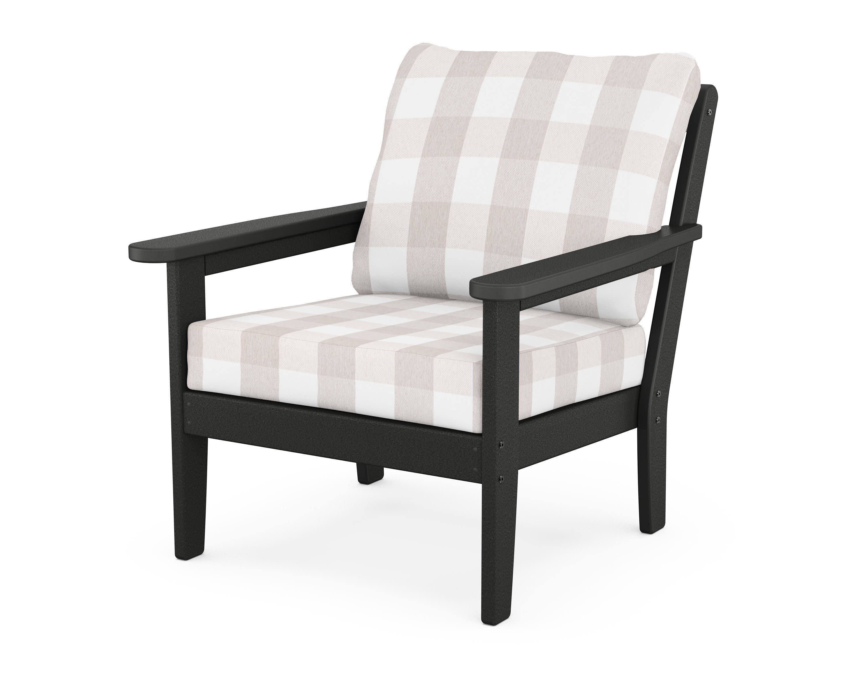 Cottage Deep Seating Chair in Black / Buffalo Plaid Dune Burlap