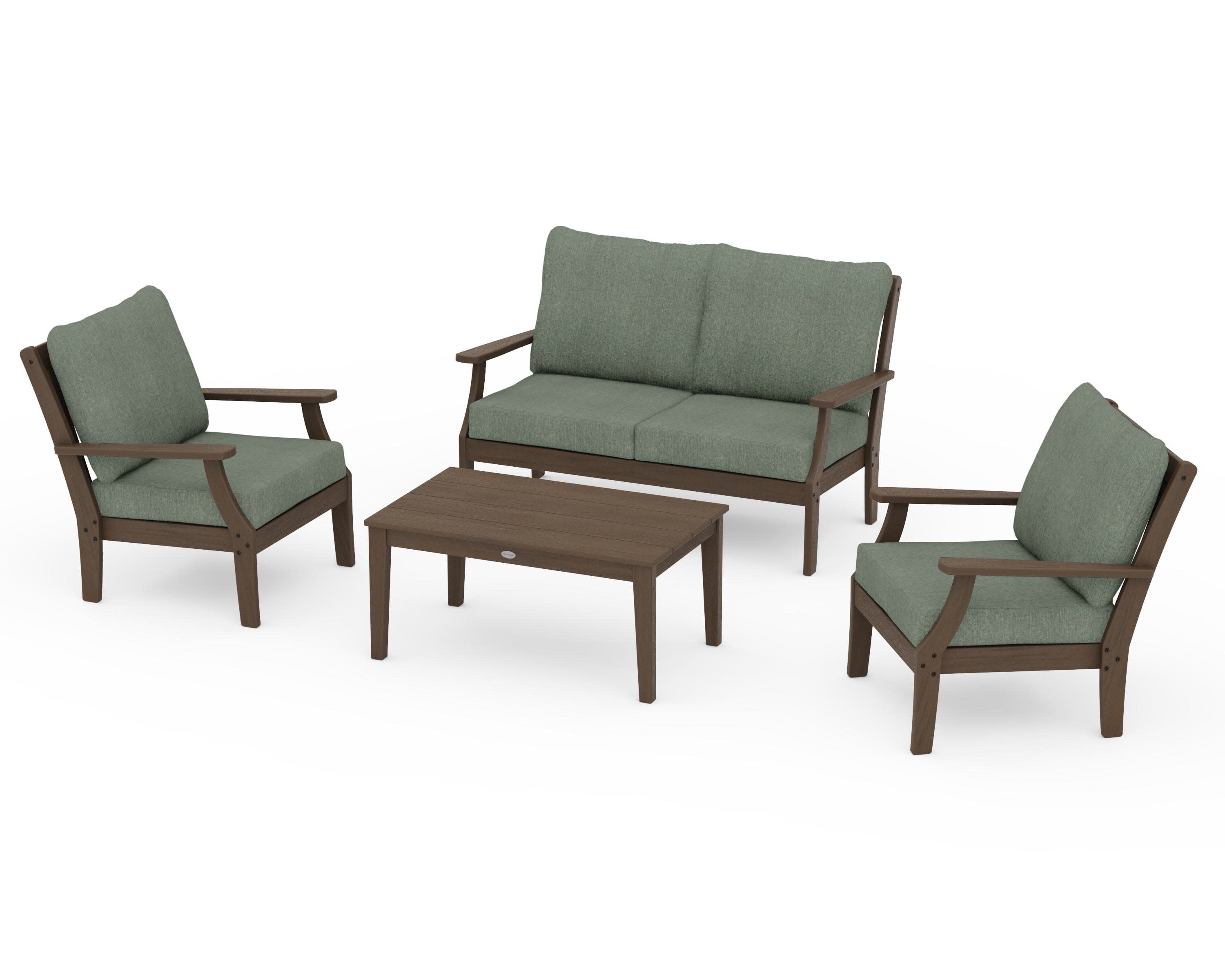 Braxton 4-Piece Deep Seating Chair Set in Kona / Cast Sage