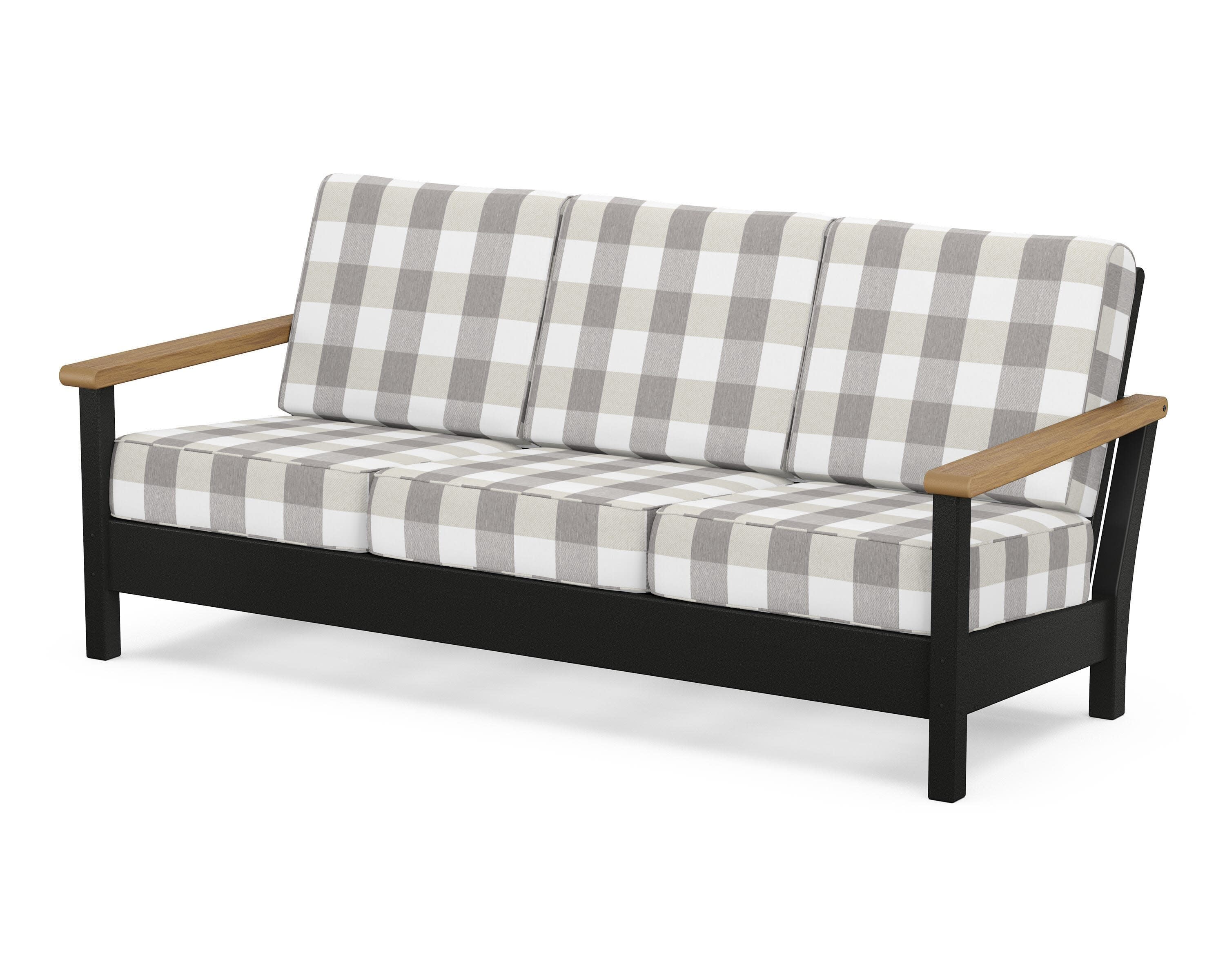 Harbour Deep Seating Sofa in Black / Natural / Buffalo Plaid Grey Mist