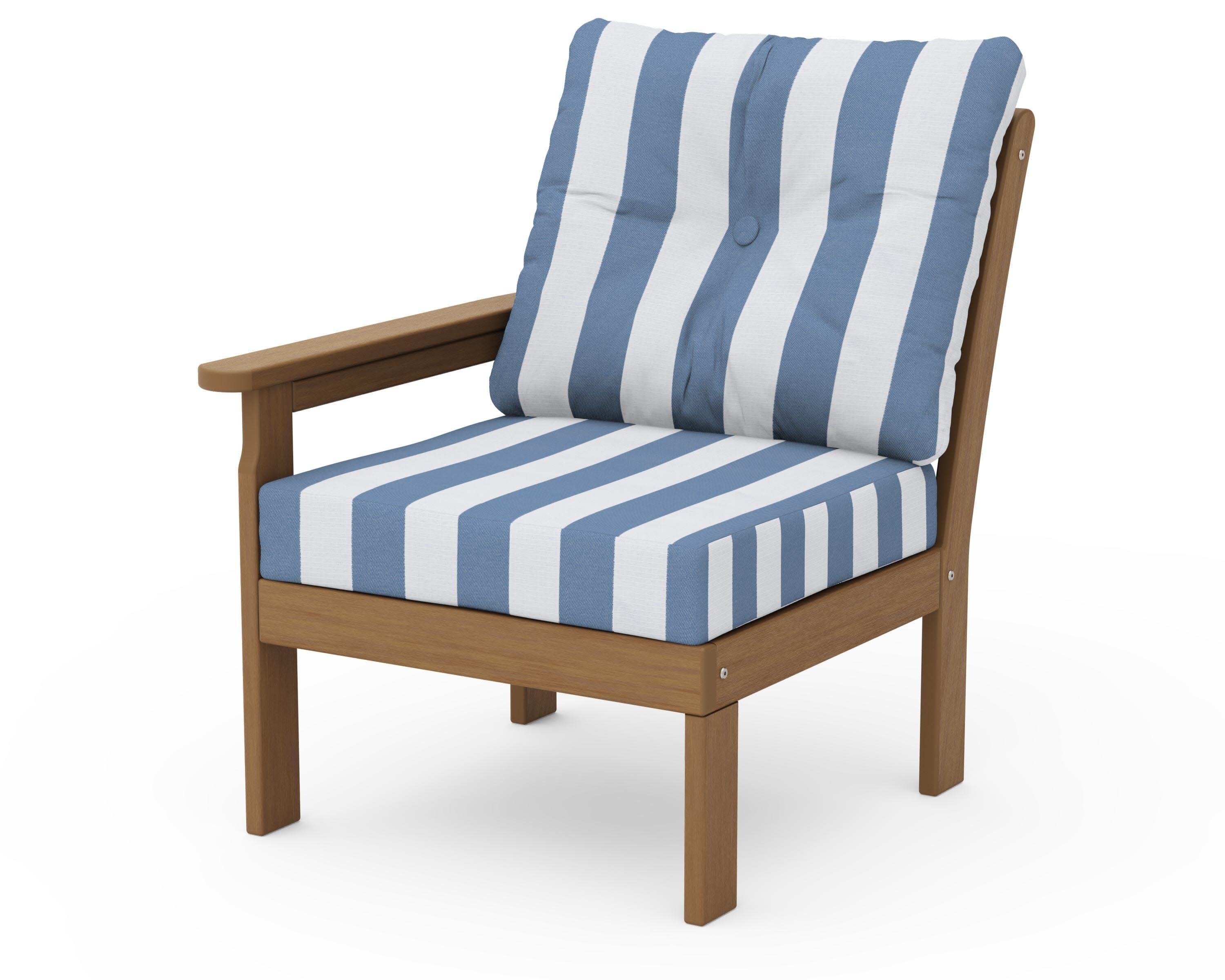 Vineyard Modular Left Arm Chair in Natural / Cabana Stripe Sky Blue