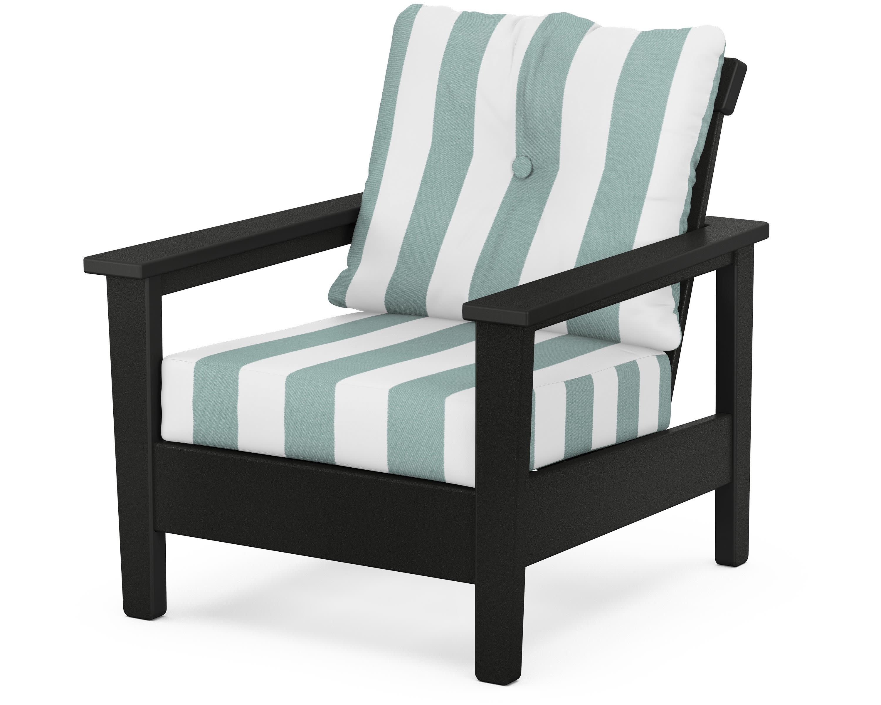 Prescott Deep Seating Chair in Black / Cabana Stripe Glacier Spa
