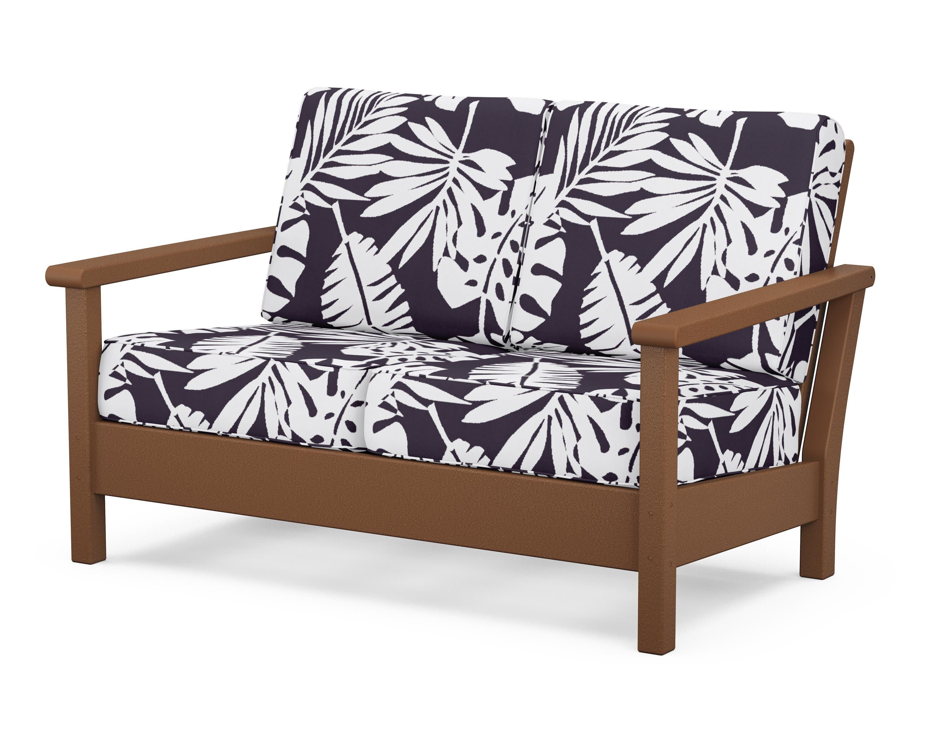 Harbour Deep Seating Loveseat in Teak / Leaf Navy