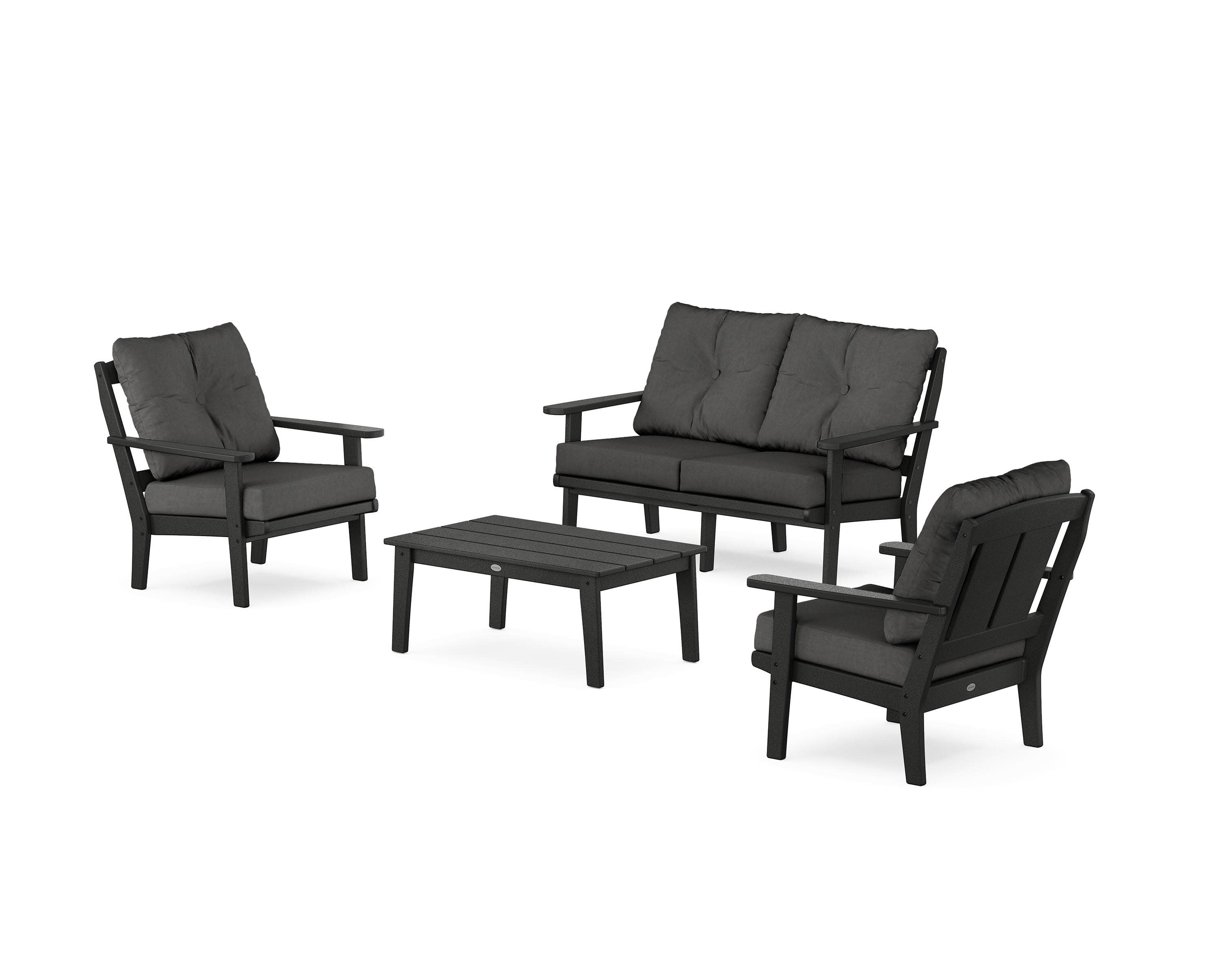 Mission 4-Piece Deep Seating Set with Loveseat in Black / Spectrum Carbon
