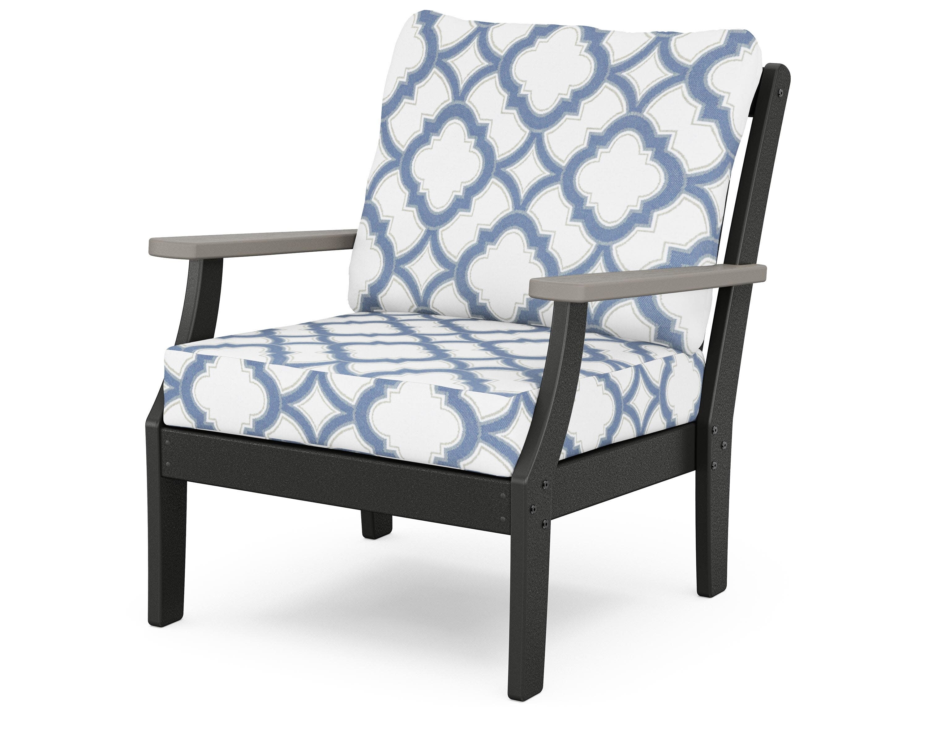 Braxton Deep Seating Chair in Black / Driftwood / Trellis Sky Blue