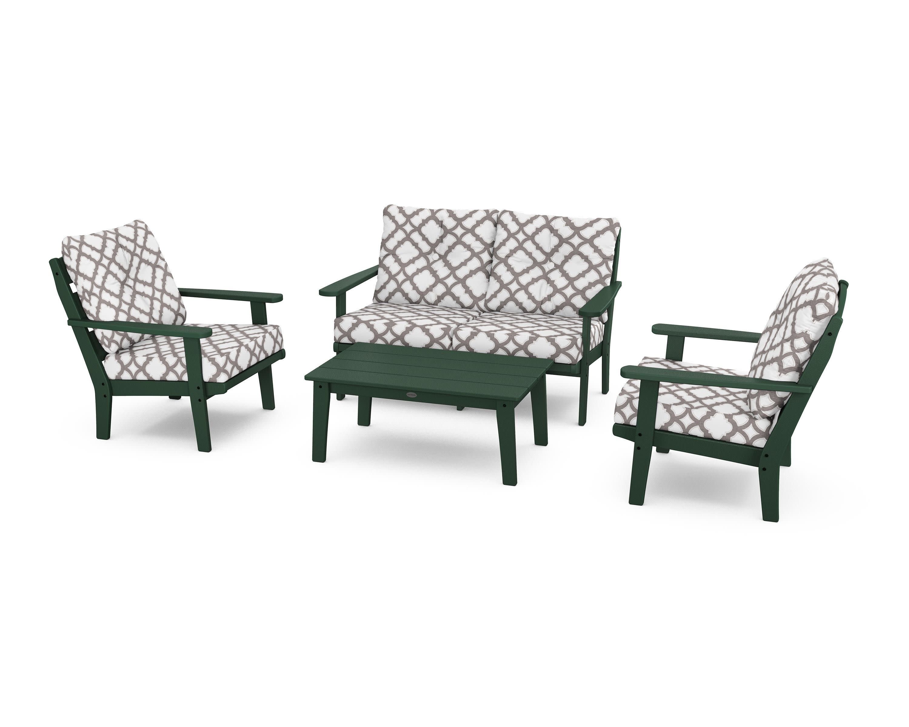 Lakeside 4-Piece Deep Seating Set in Green / Trellis Grey Mist