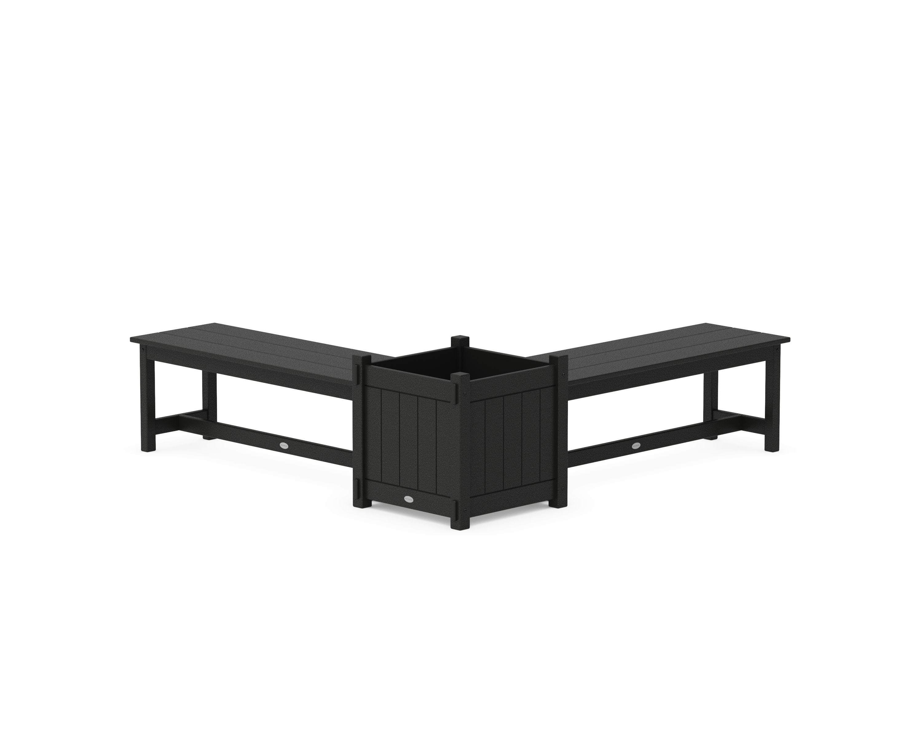48" Vineyard L- Shaped Planter Bench Set- Large in Black