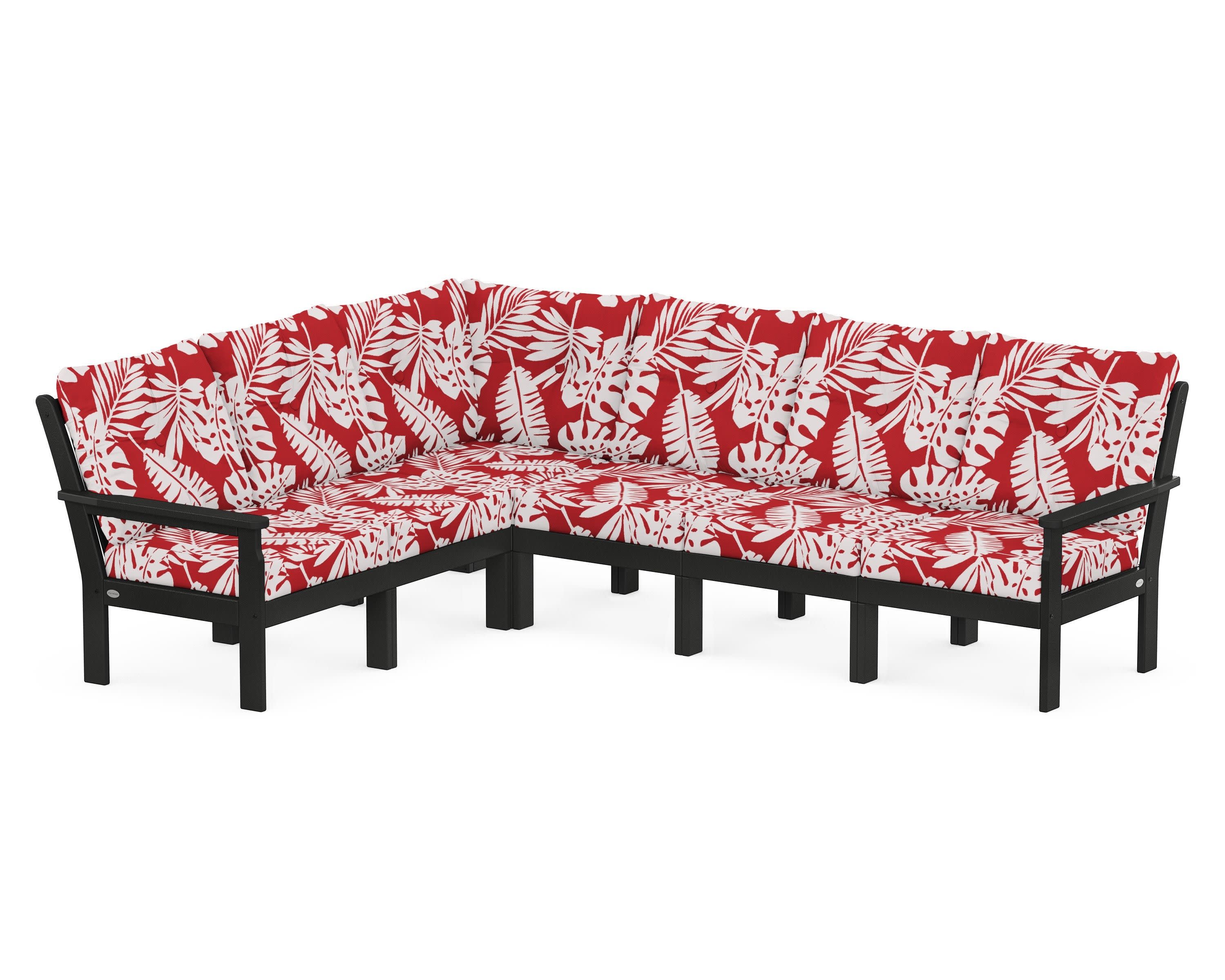 Vineyard 6-Piece Sectional in Black / Leaf Crimson