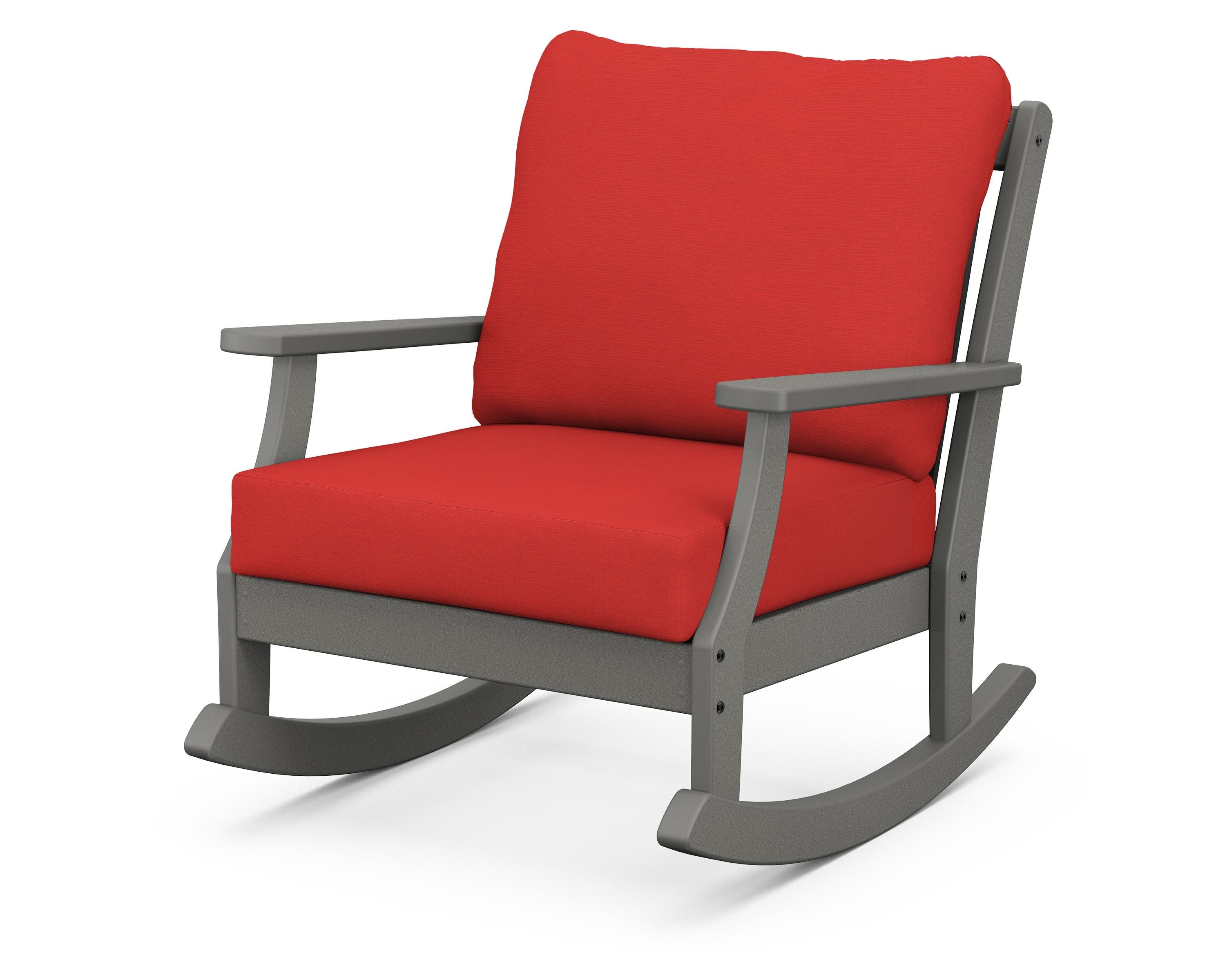Braxton Deep Seating Rocking Chair in Slate Grey / Crimson Linen